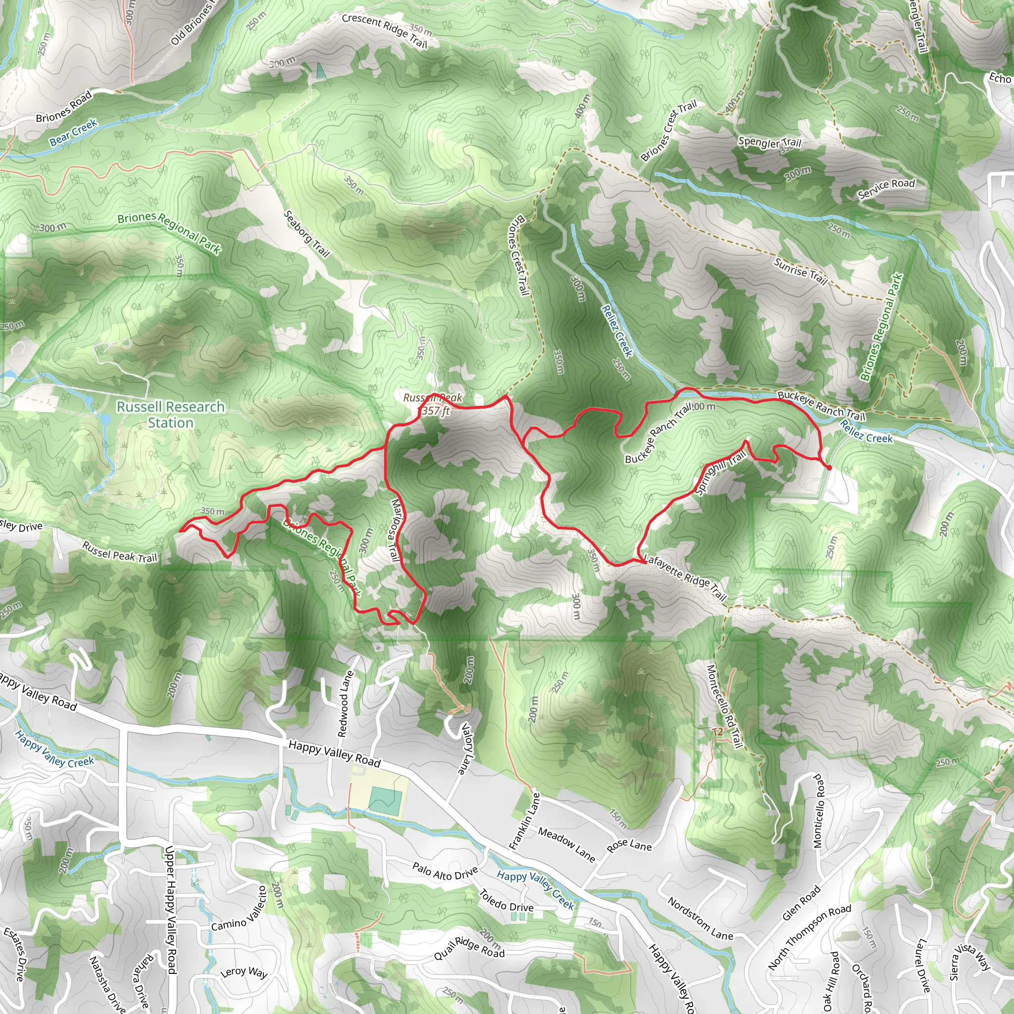 Springhill, Mariposa and Russell Peak Loop Trail mobile static map