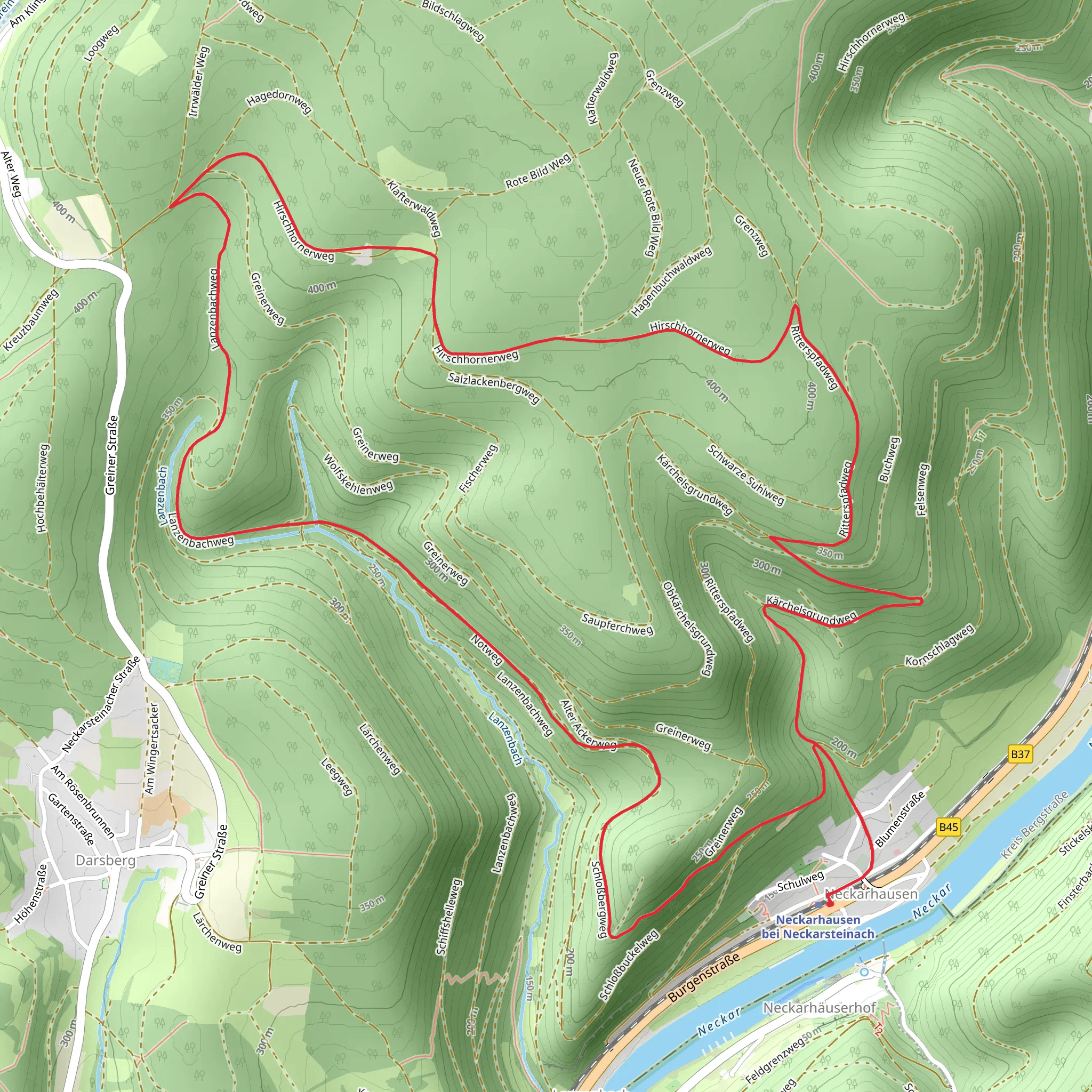Hirschhornerweg and Notweg mobile static map
