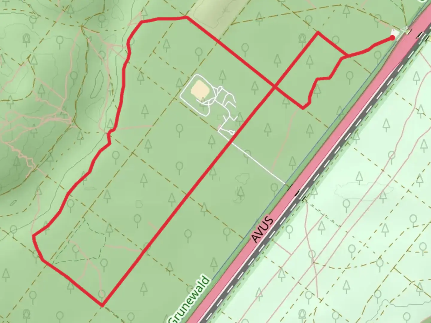 An image depicting the trail Waldparkplatz am Großen Stern Loop and its surrounding area.
