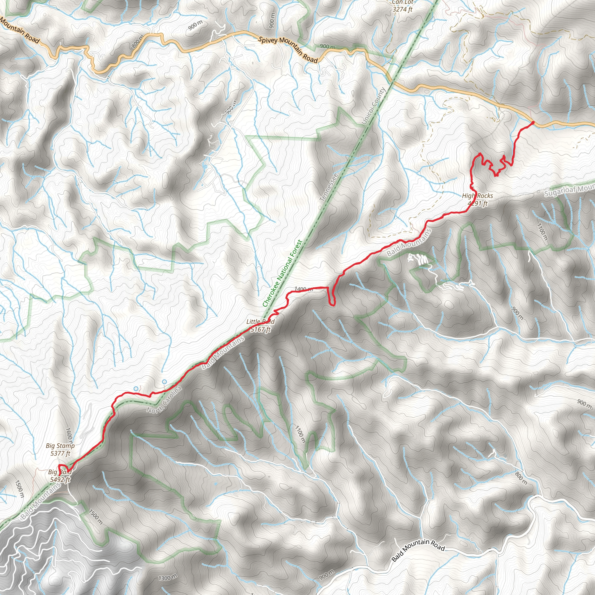 Big Bald Trail mobile static map