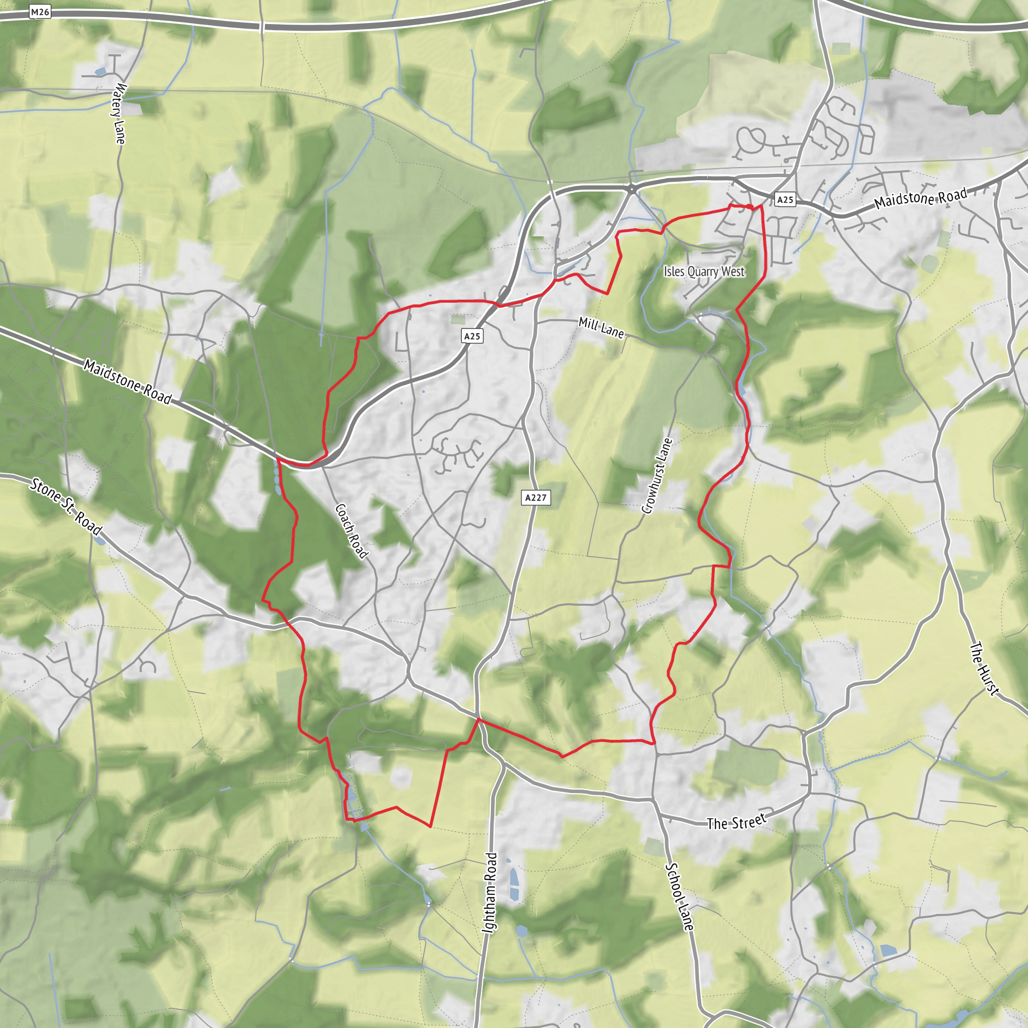 Ightham Mote, Raspit Hill and Oldbury Wood Loop mobile static map