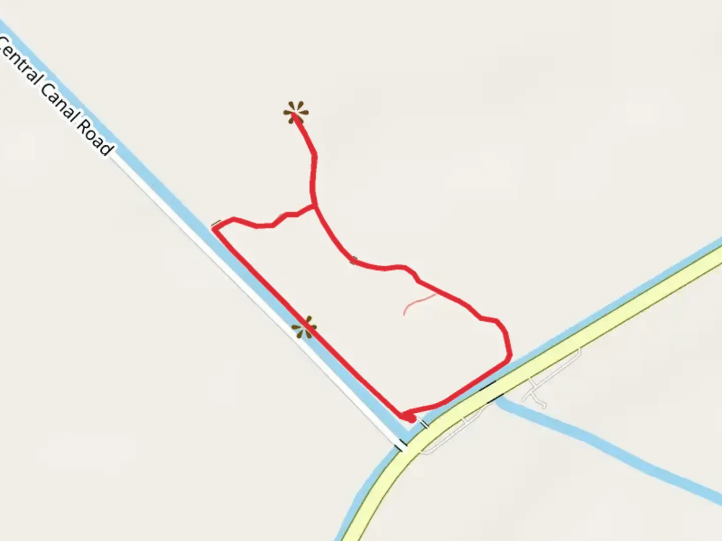 An image depicting the trail Central Canal Loop and its surrounding area.