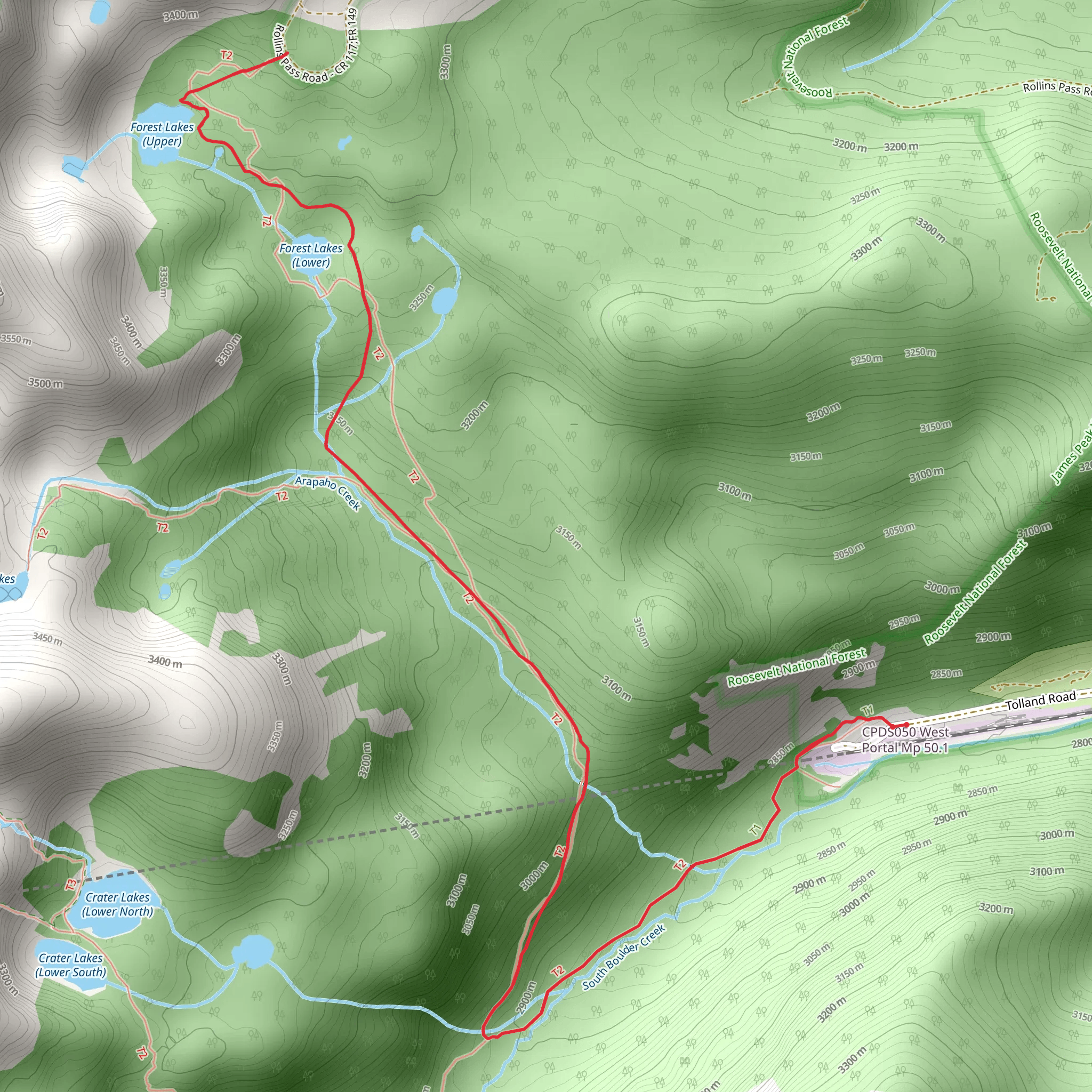 Forest Lakes Trail mobile static map