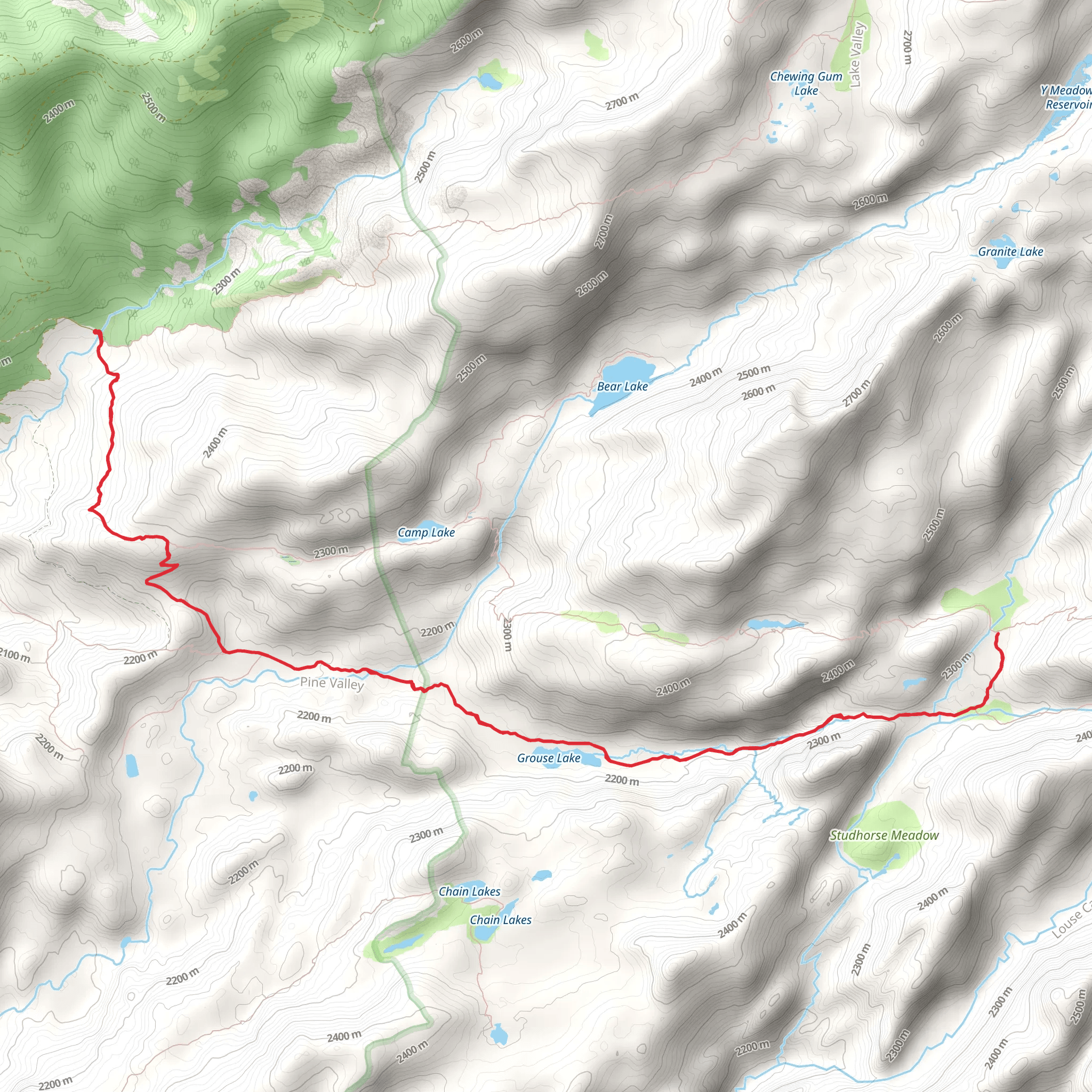 Groundhog Meadow and Grouse Lake via Crabtree Trail and Bell Meadow Trail mobile static map
