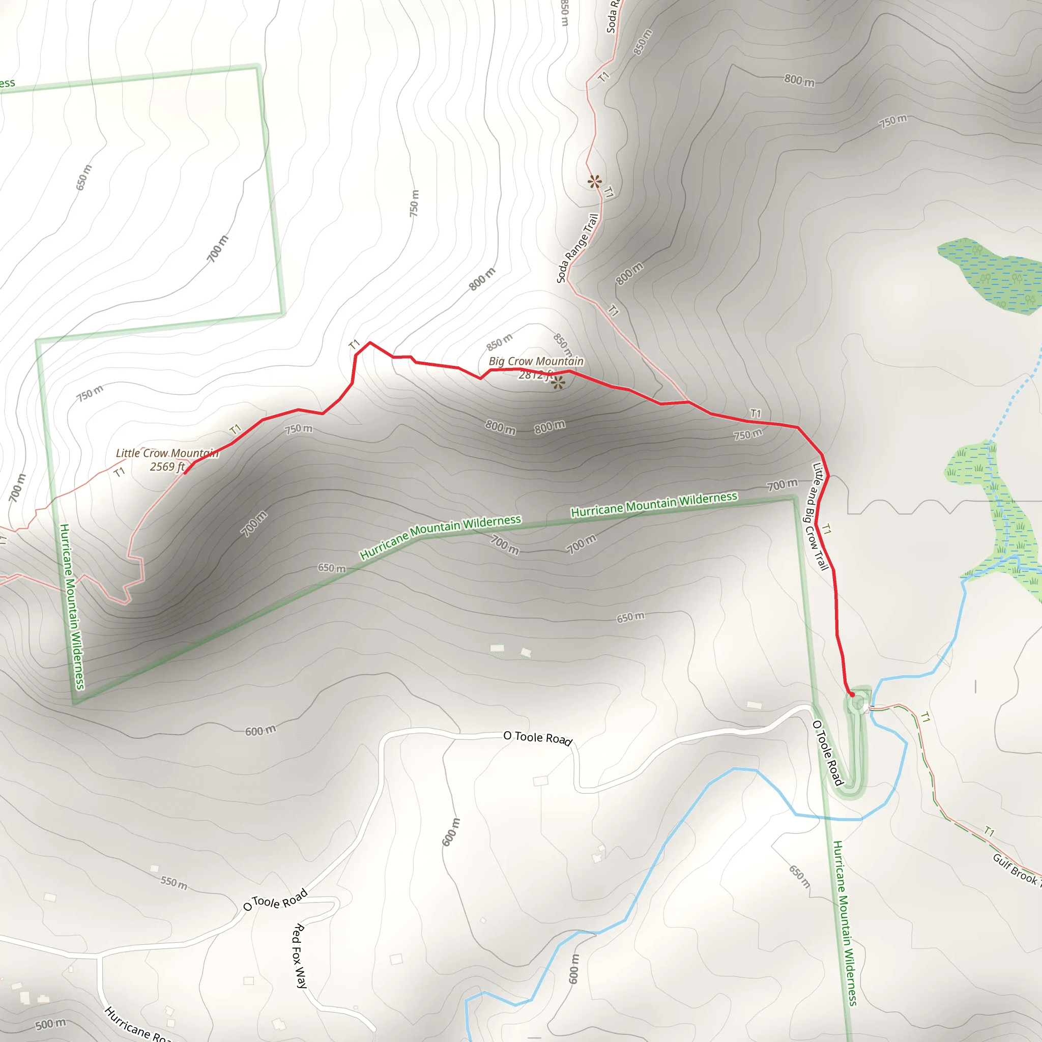 Little Crow Mountain Trail via O Toole Road mobile static map