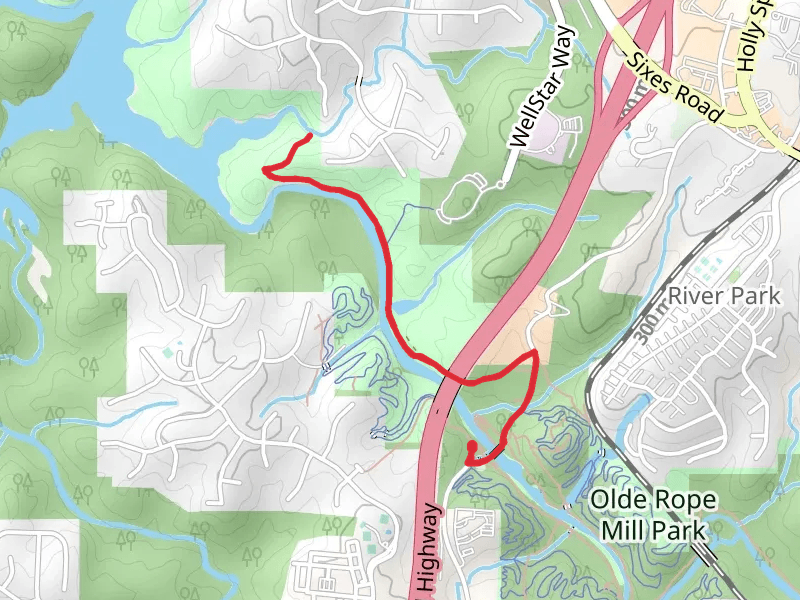 Walk along Little River from Olde Rope Mill Park