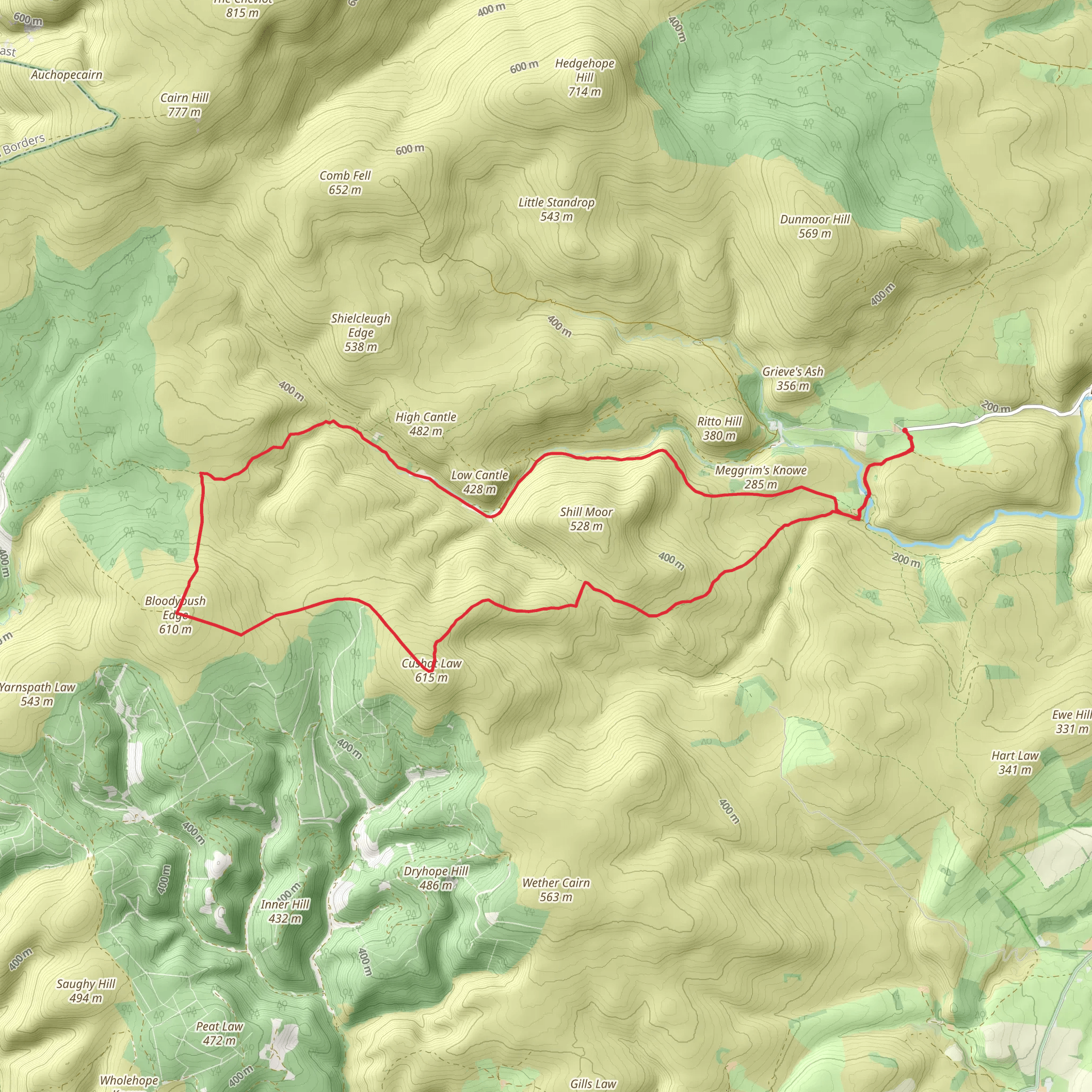Cushat Law and Bloodybush Edge from Hartside mobile static map