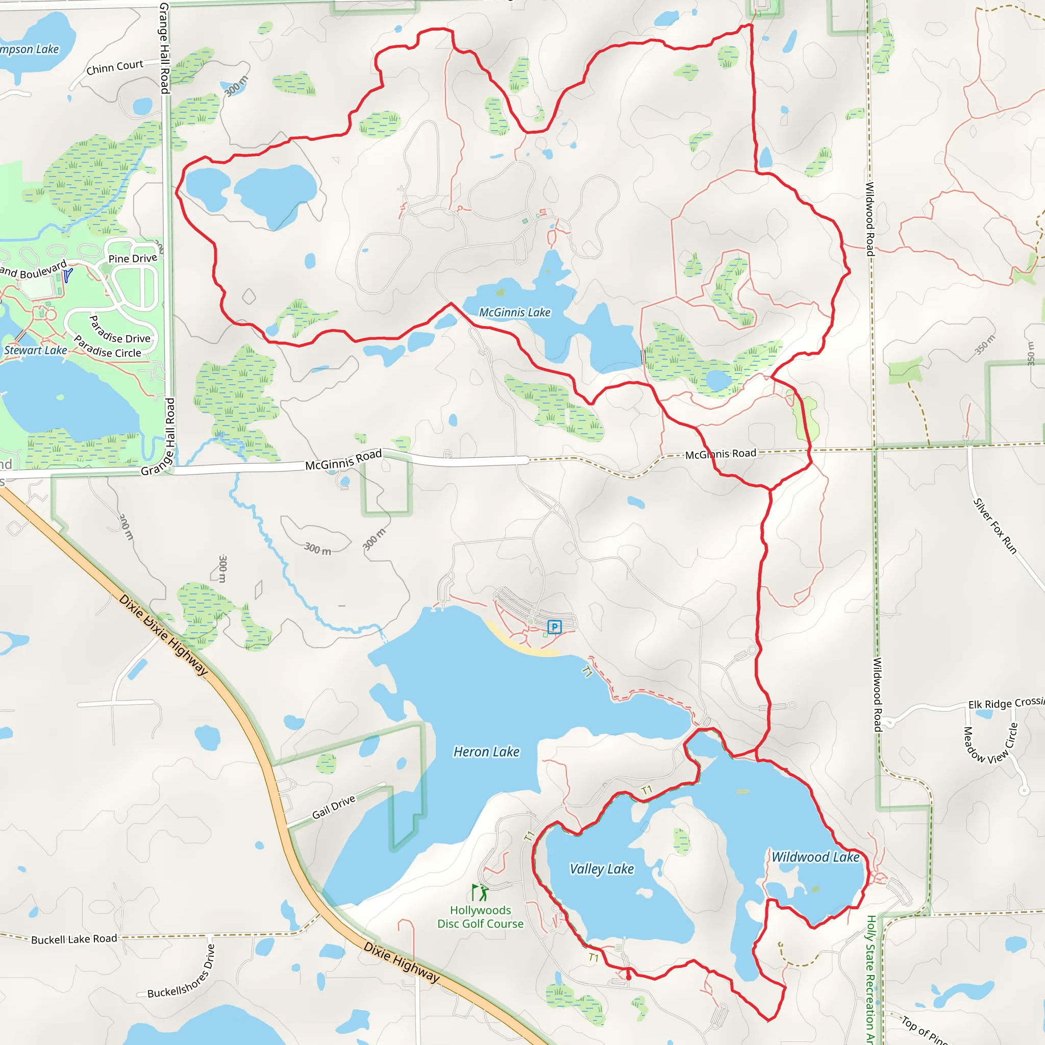 Valley, Wildwood, Heron and McGinnis Lakes Loop mobile static map