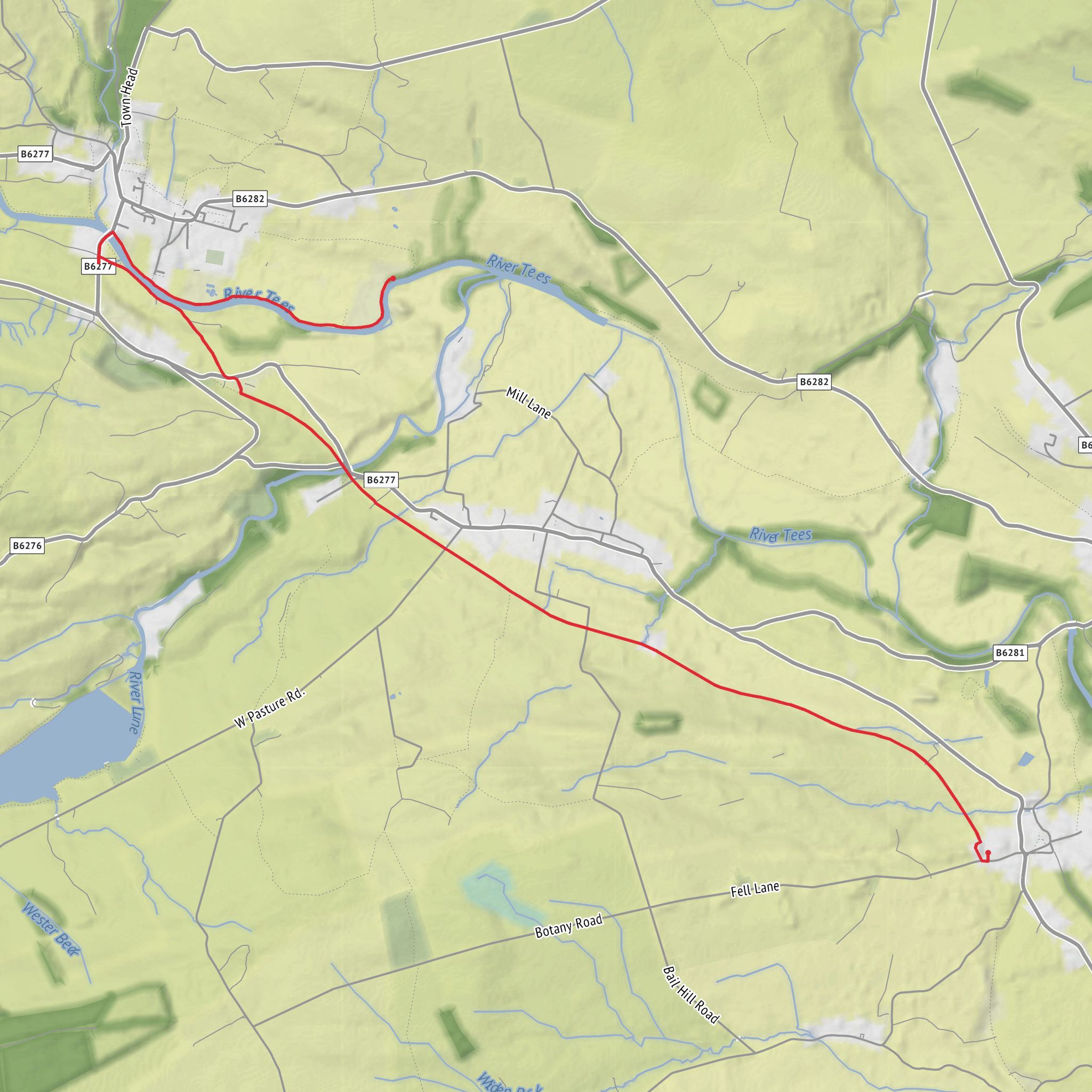 Middleton to Romaldkirk mobile static map