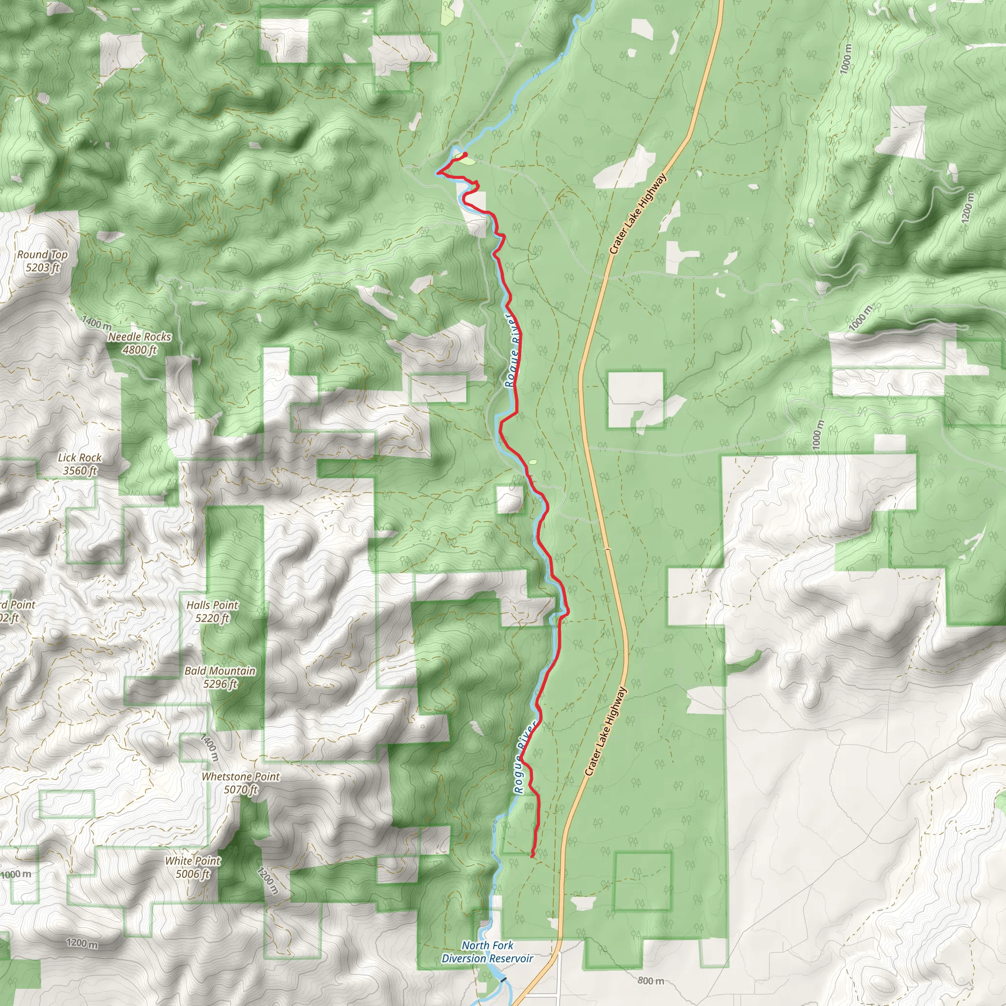 Upper Rogue Trail mobile static map