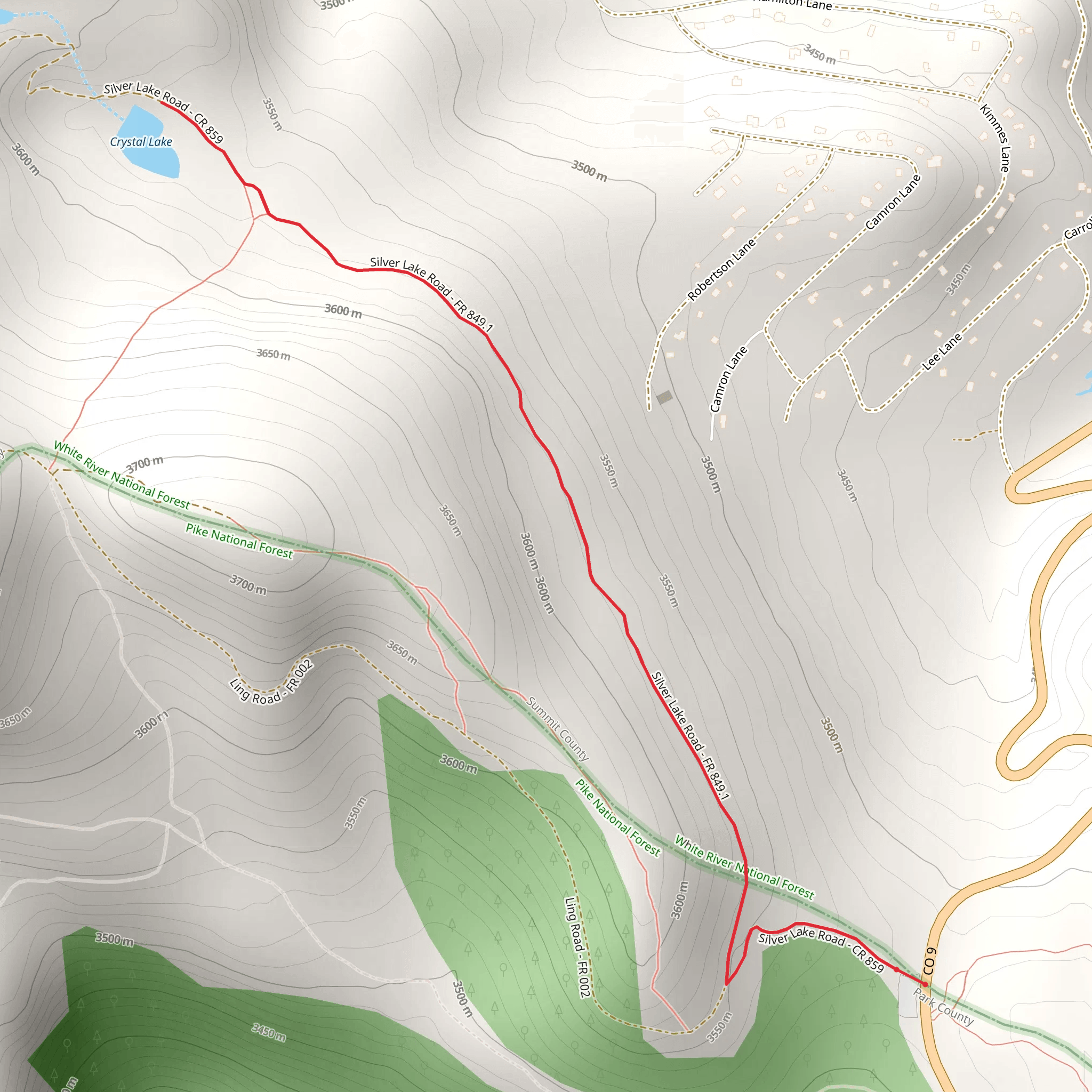 Crystal Lake via Silver Lake Road mobile static map