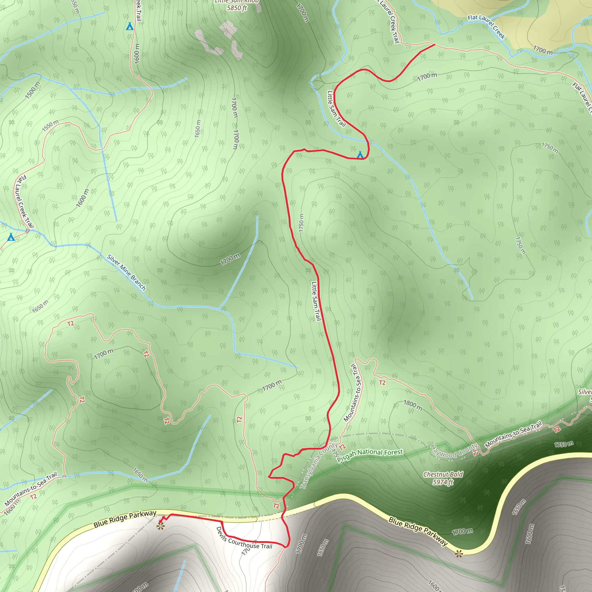 Little Sam Trail Out and Back mobile static map