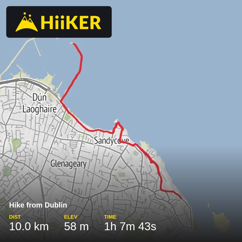 A map preview of the recording Hike from Dublin.