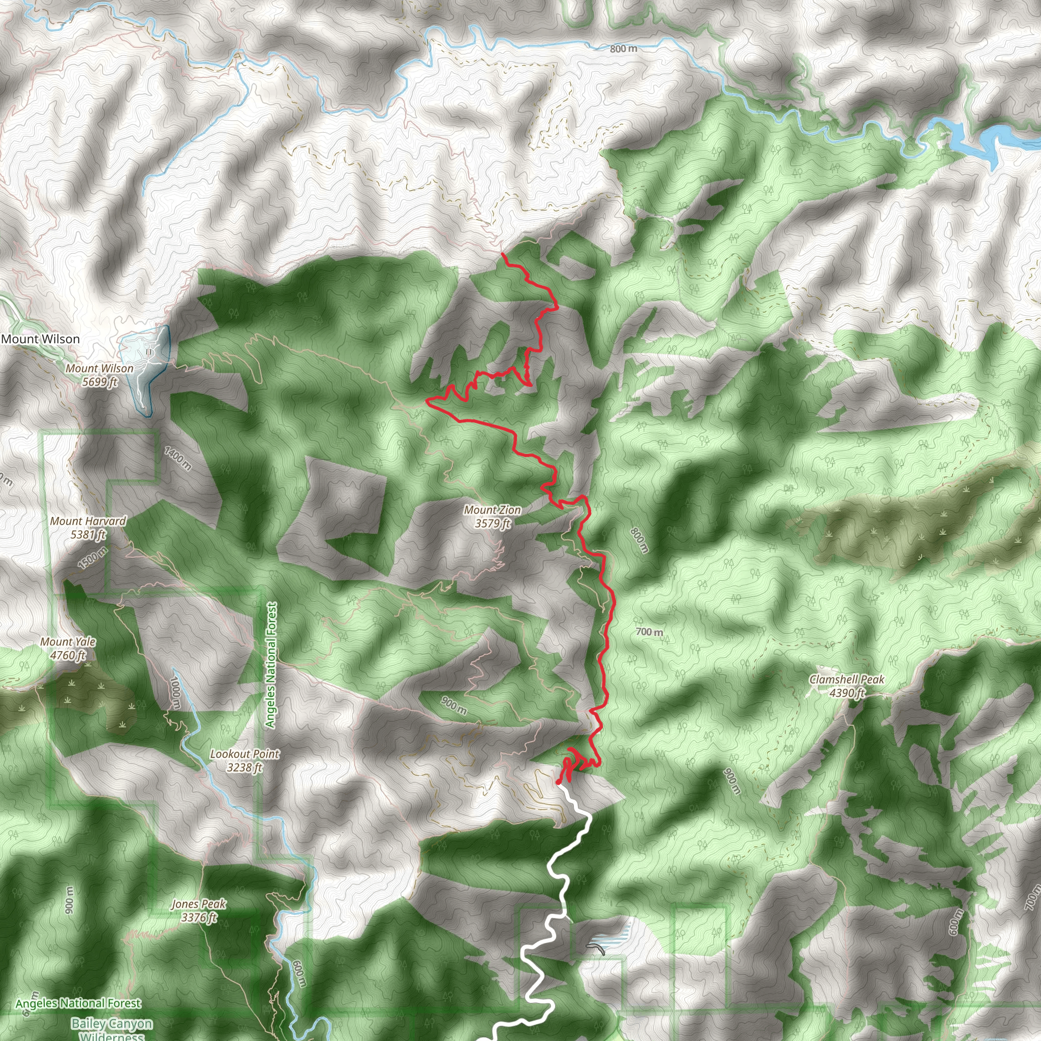 Upper Winter and Gabrielino - Silver Moccasin Trail mobile static map