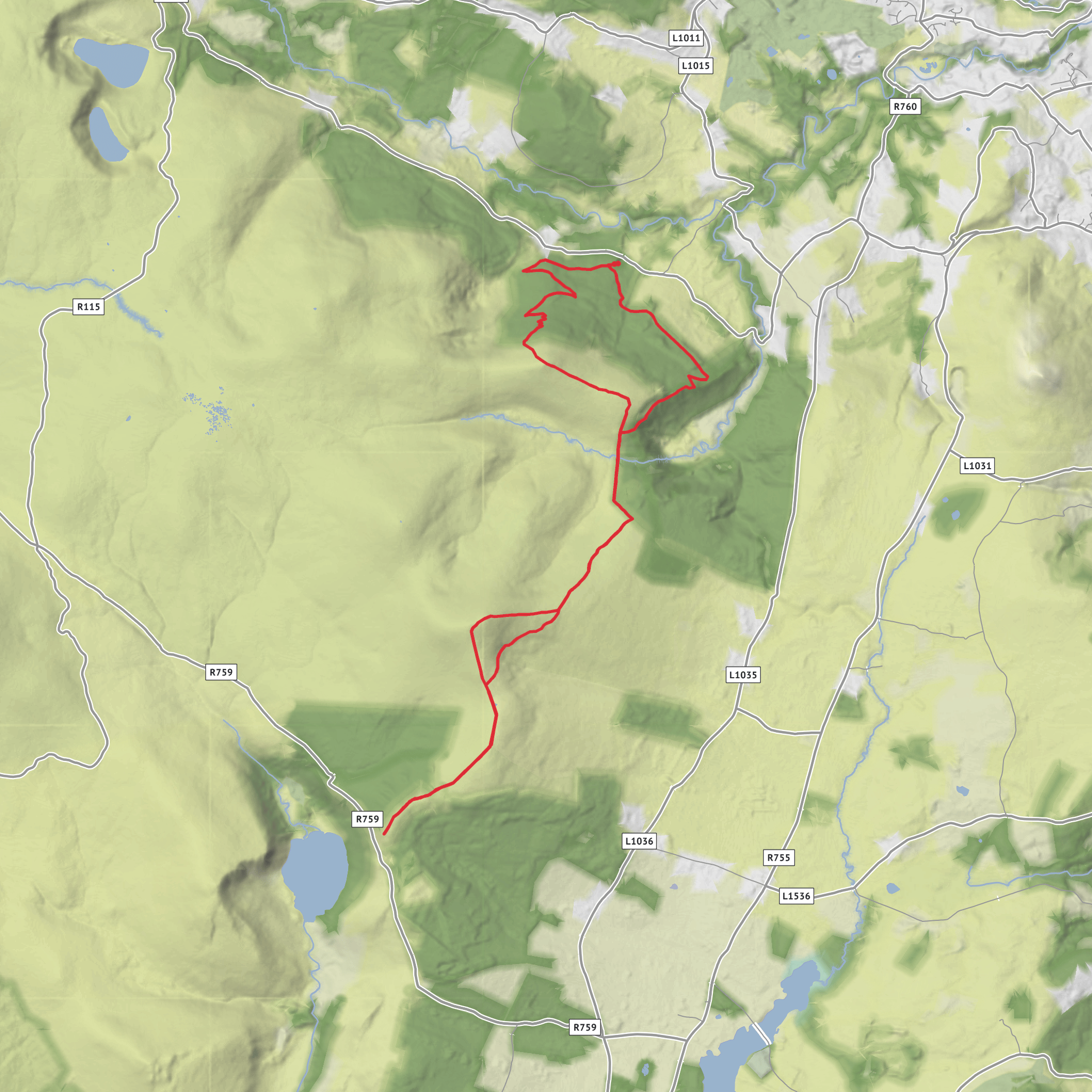 Crone, Lough Tay, Djouce & Maulin mobile static map