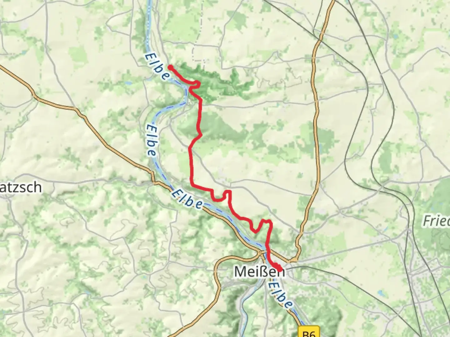 An image depicting the trail Meissen to Diesbar Seublitz Walk and its surrounding area.