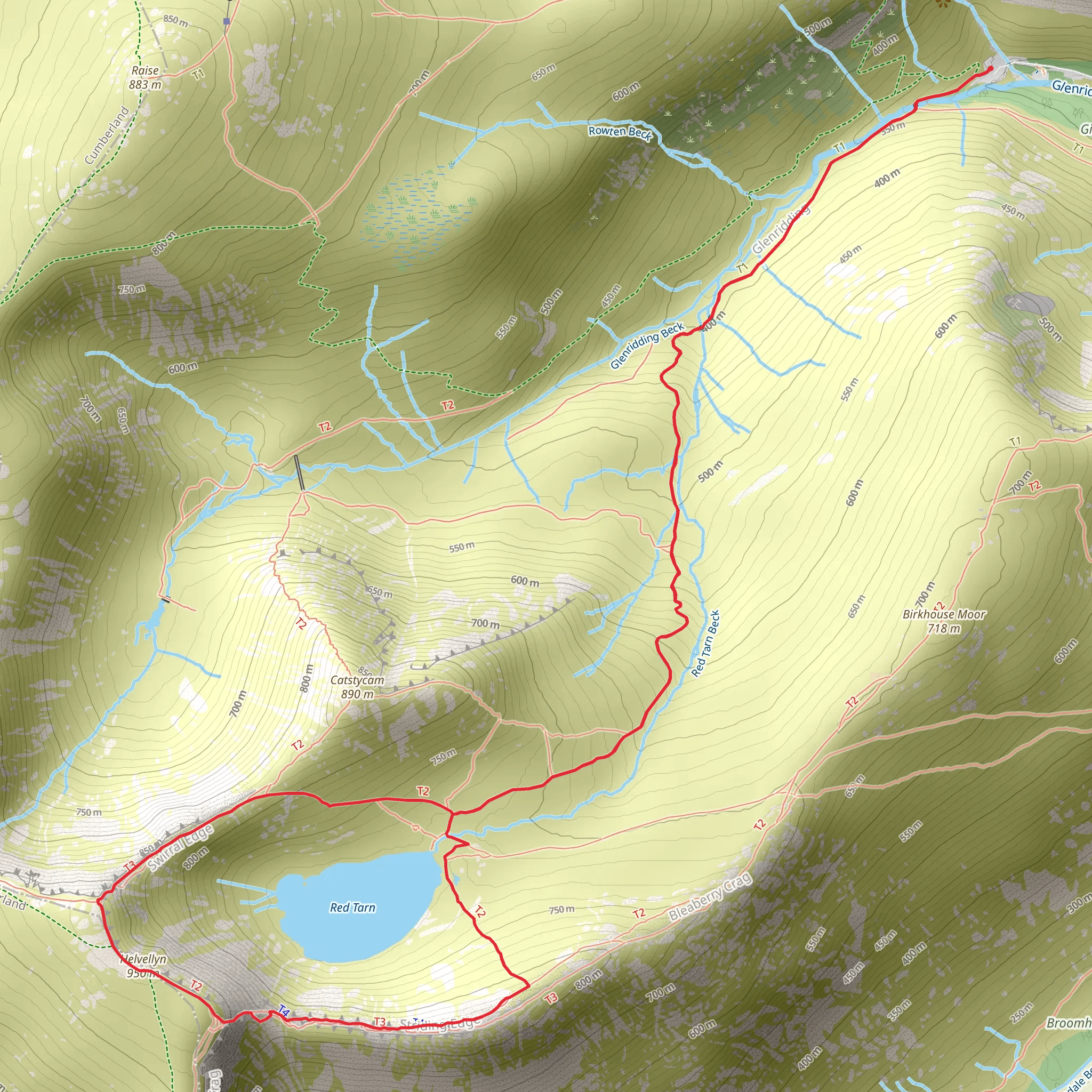 Helvellyn and Red Tarn Loop mobile static map
