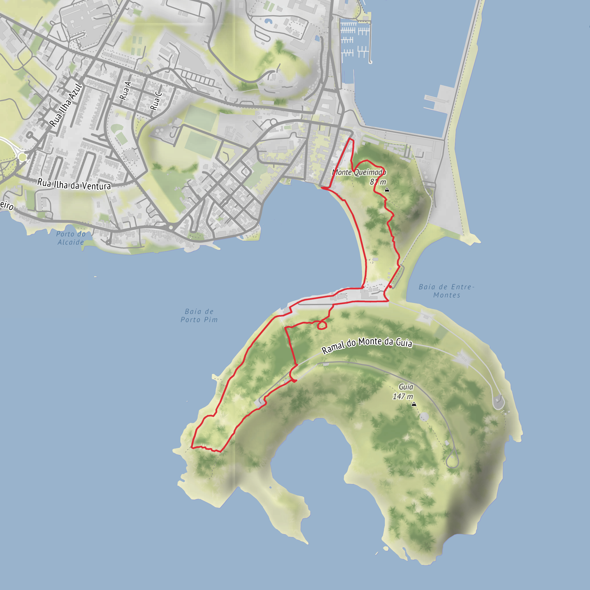 Lyre Viewpoint, Praia de Porto Pim and Monte Queimado Loop mobile static map