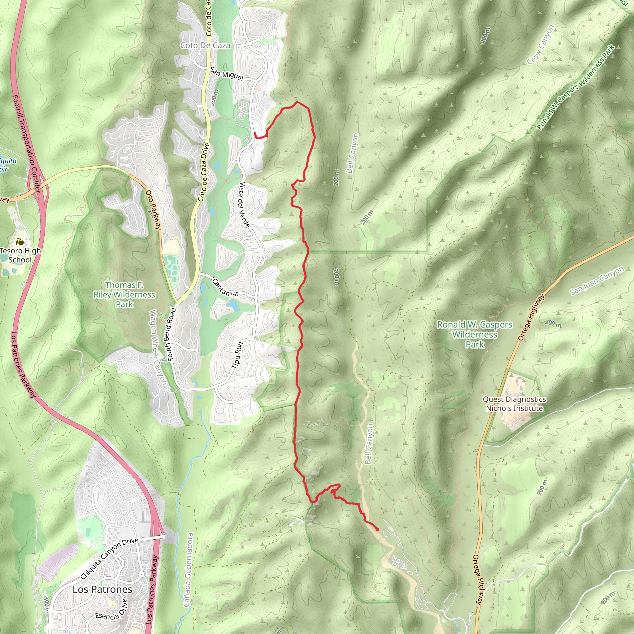 La Canada Equestrian Trail and West Ridge Trail mobile static map