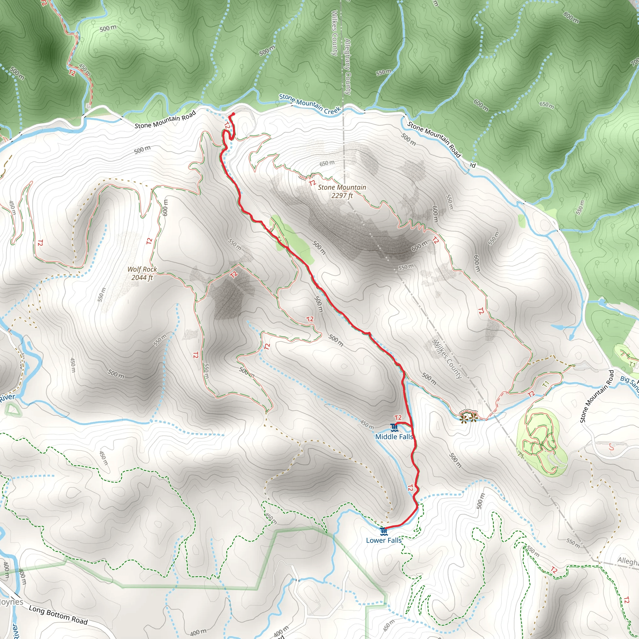Middle Falls - Lower Falls Trail mobile static map
