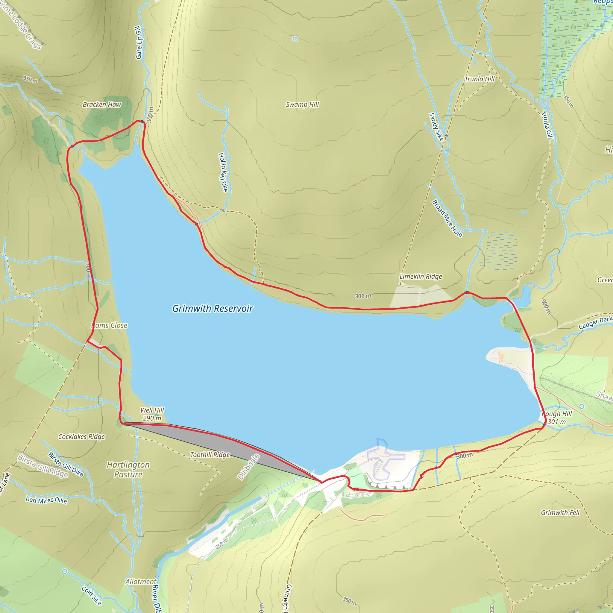 Grimwith Reservoir Loop mobile static map