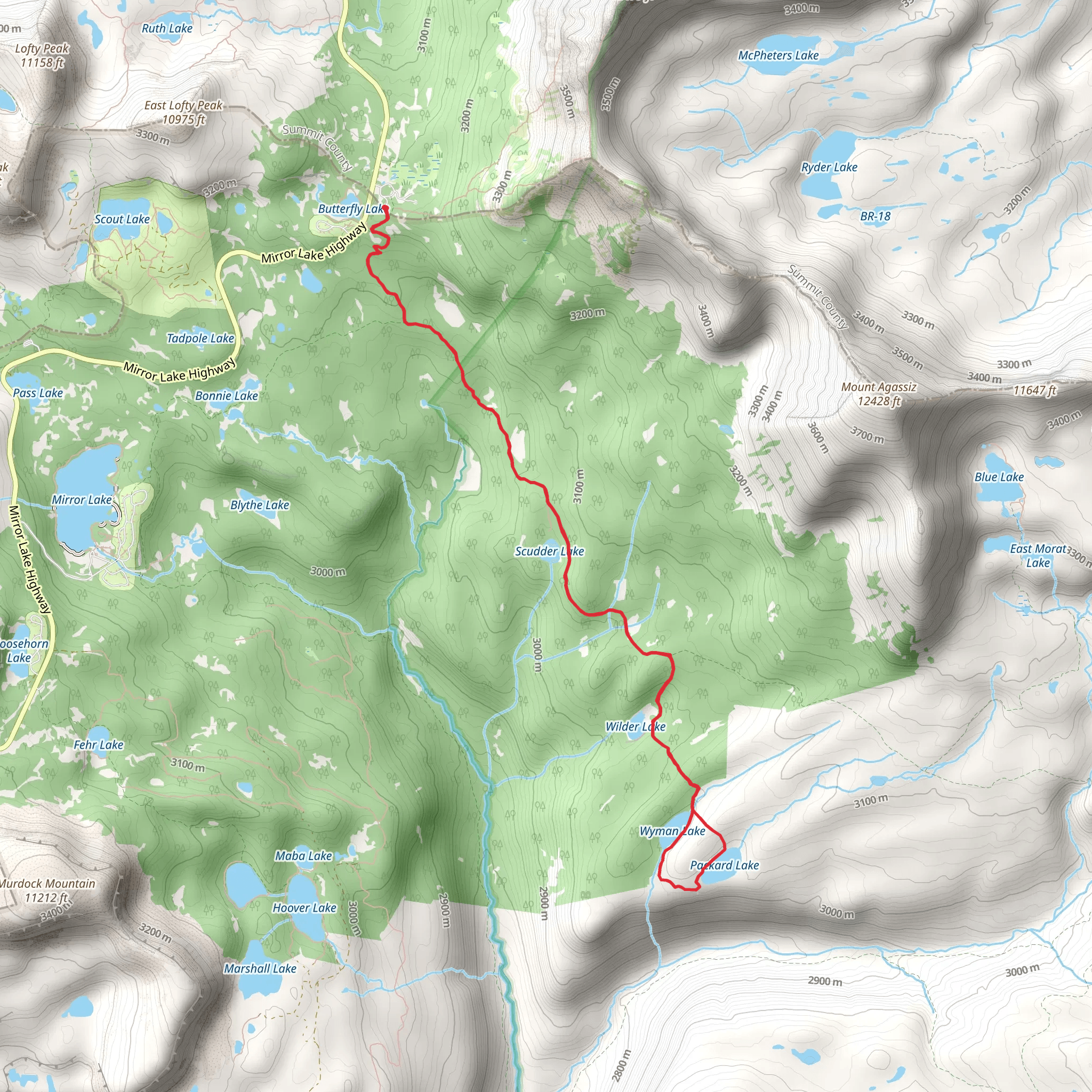 Uinta Highline Trail to Packard Lake Trail mobile static map