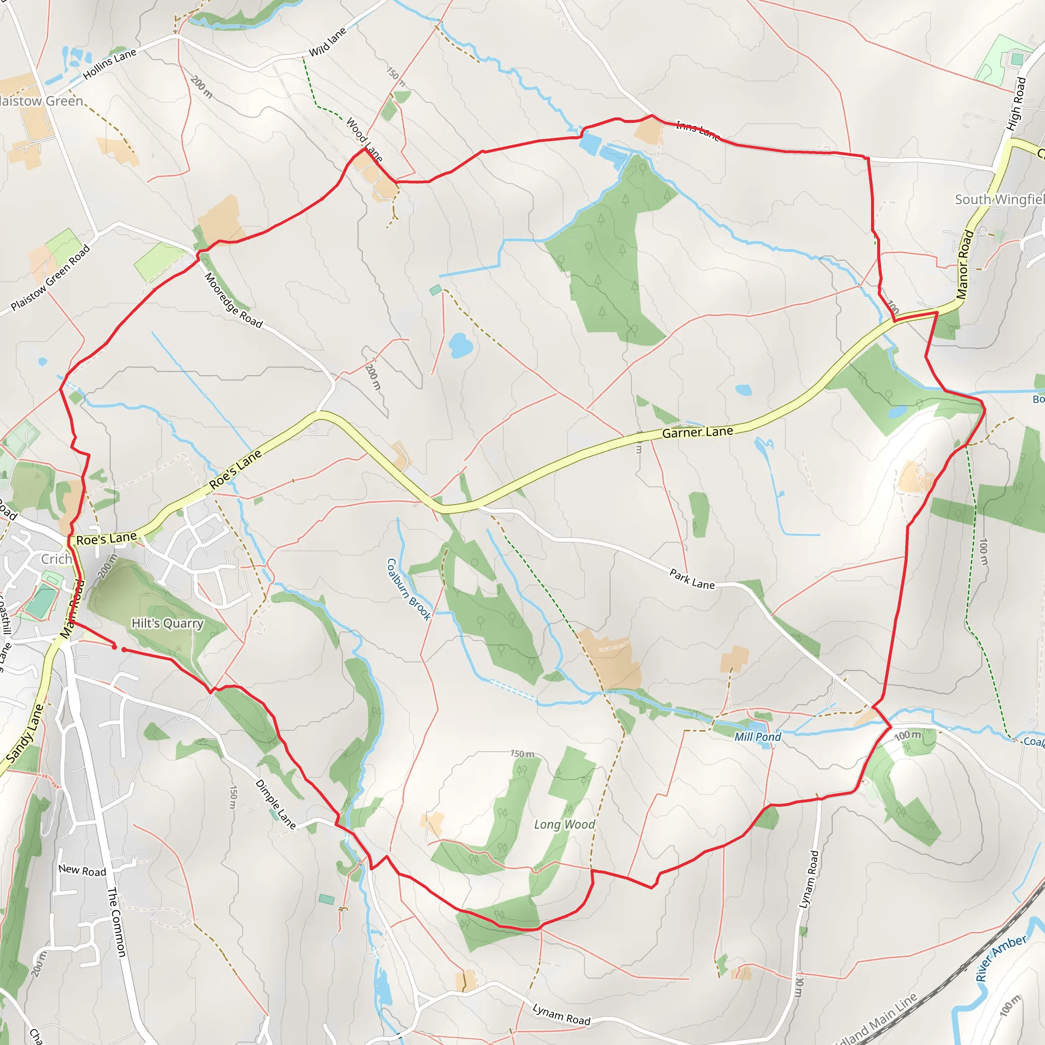 Crich and South Wingfield Loop mobile static map