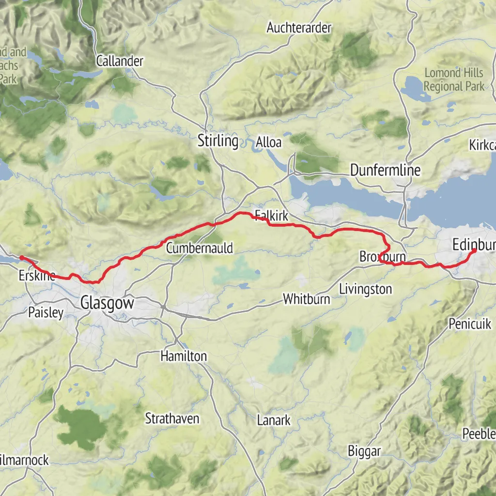 Edinburgh to Glasgow Canals Walk mobile static map