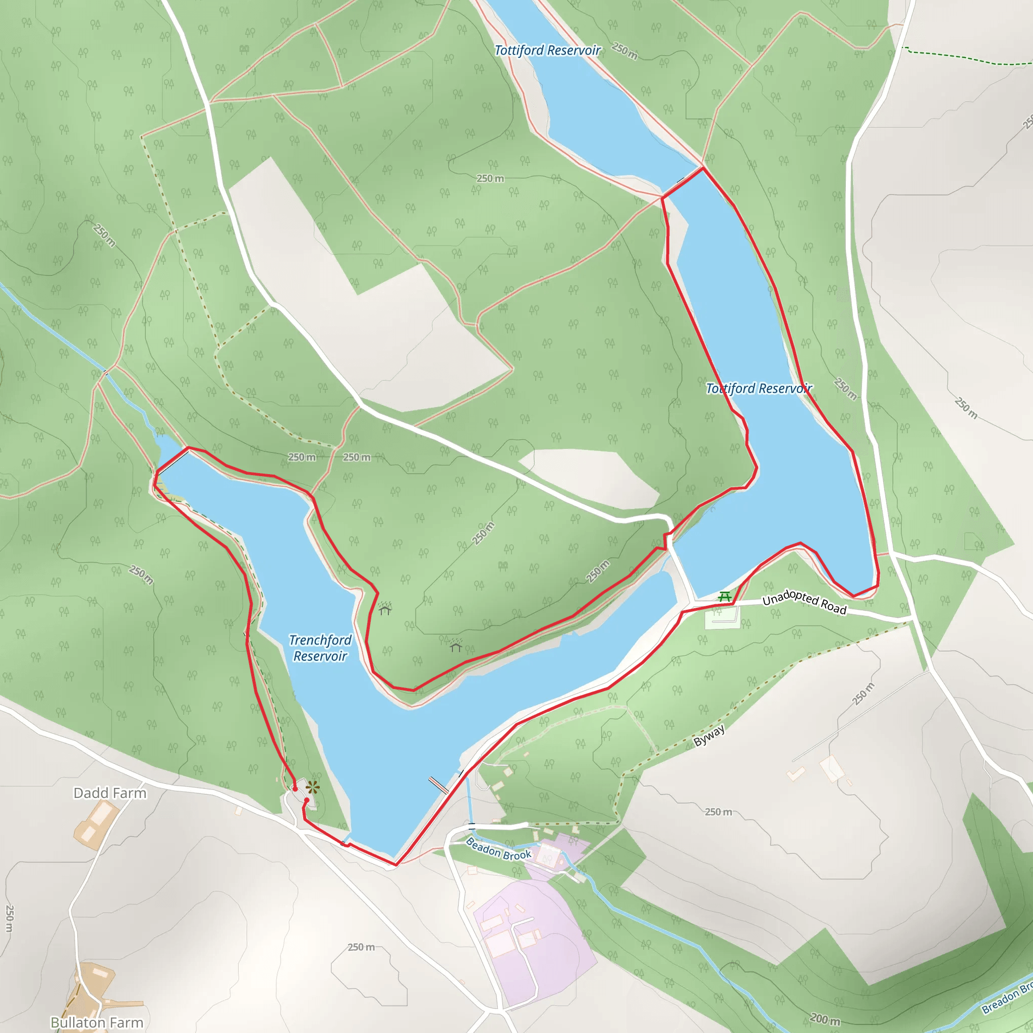Trenchford and Tottiford Reservoirs - Moretonhampstead mobile static map