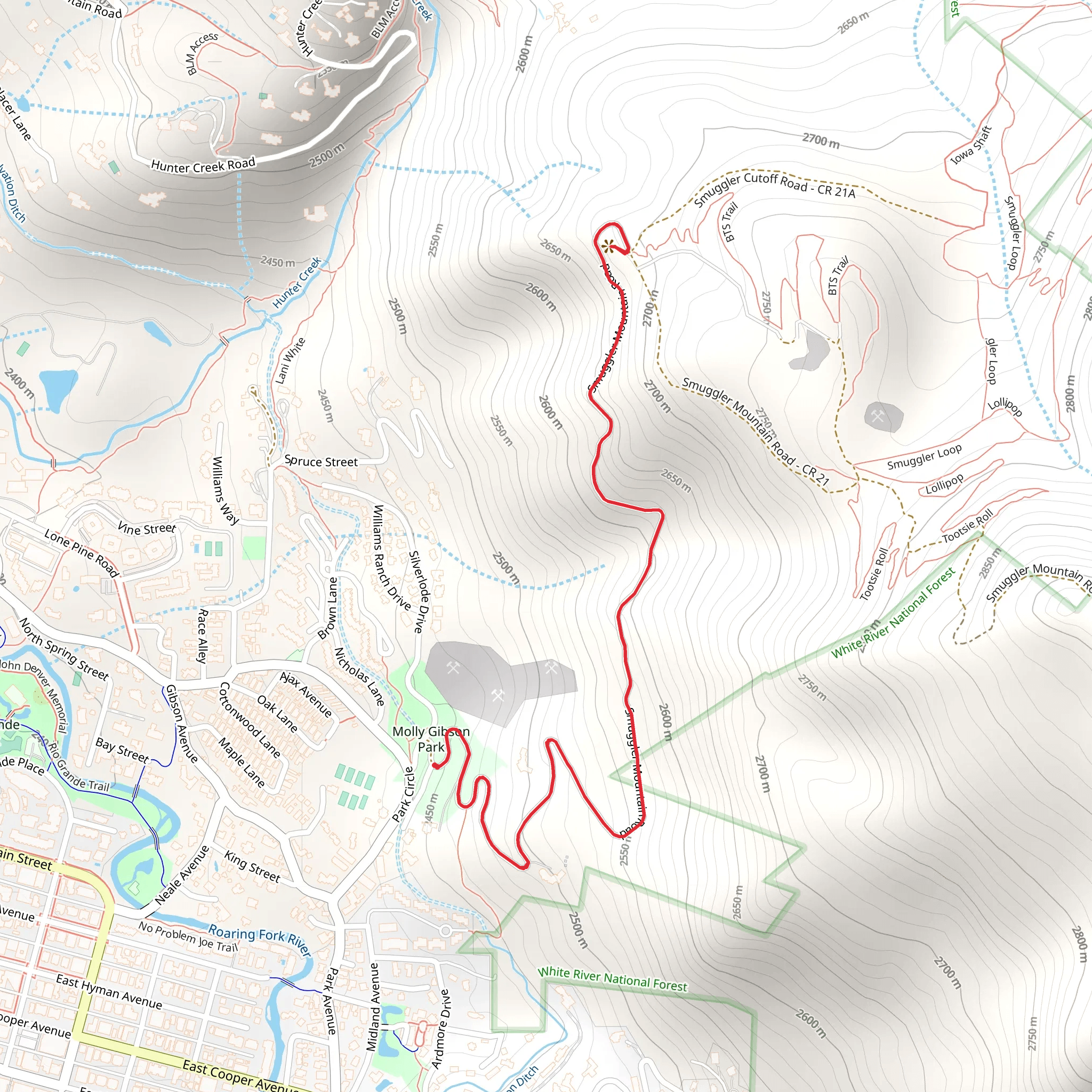Smuggler Mountain Road mobile static map