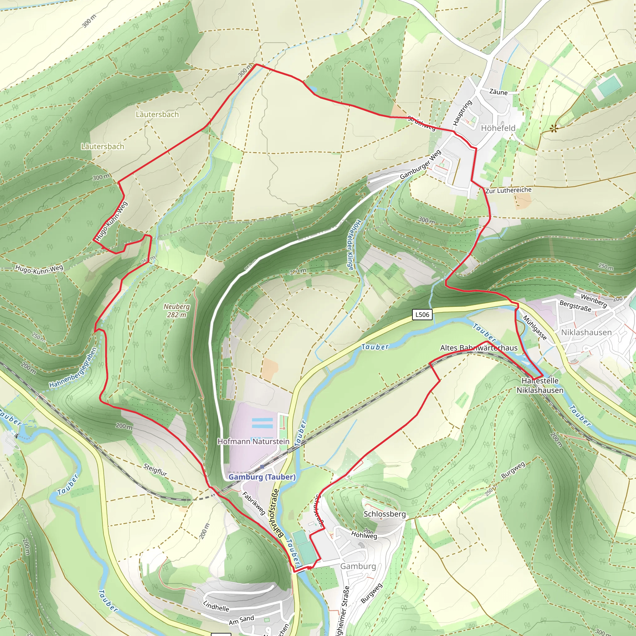Rundwanderweg Gamburg and Main Neckar Rhein Weg mobile static map
