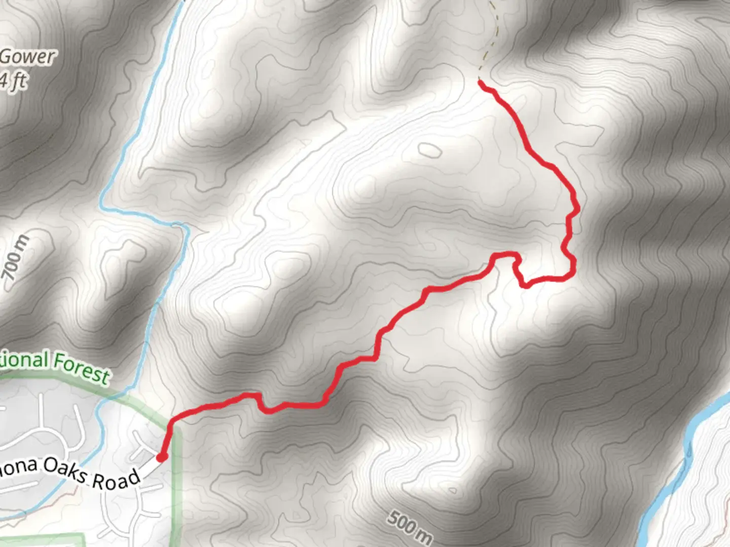 An image depicting the trail Eagle Peak Road and its surrounding area.
