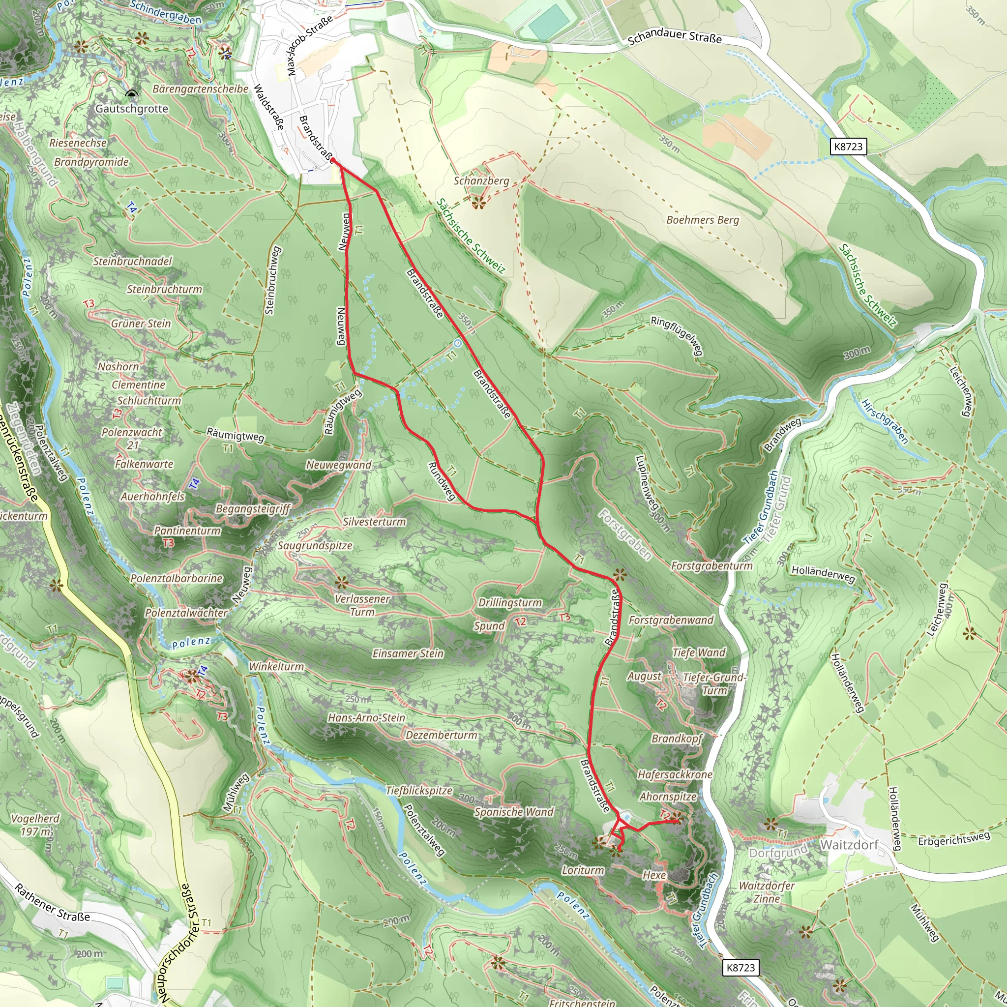 Zeigefinger and Thummelgrotte Loop mobile static map