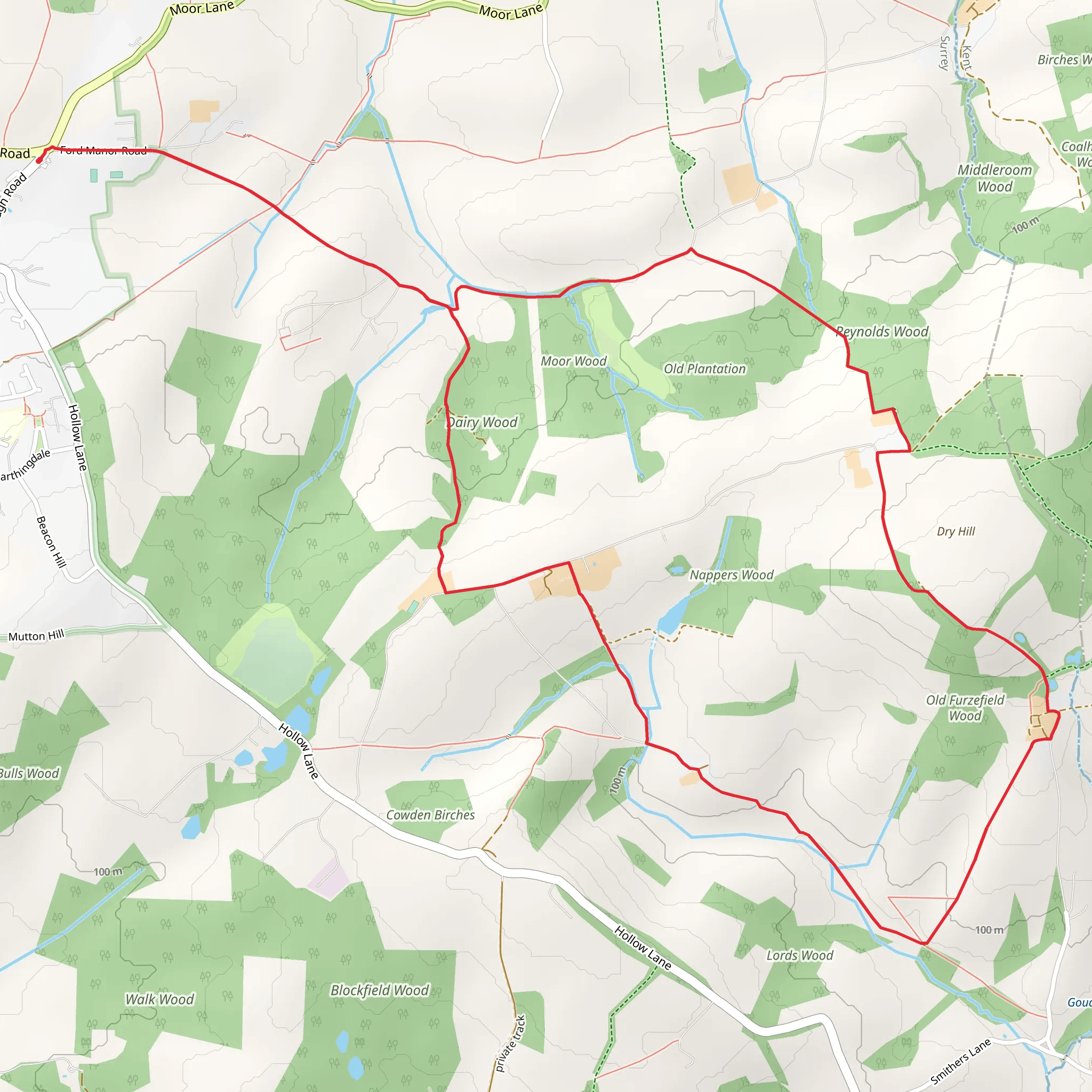 Spring Wood and Old Furzefield Wood Loop mobile static map