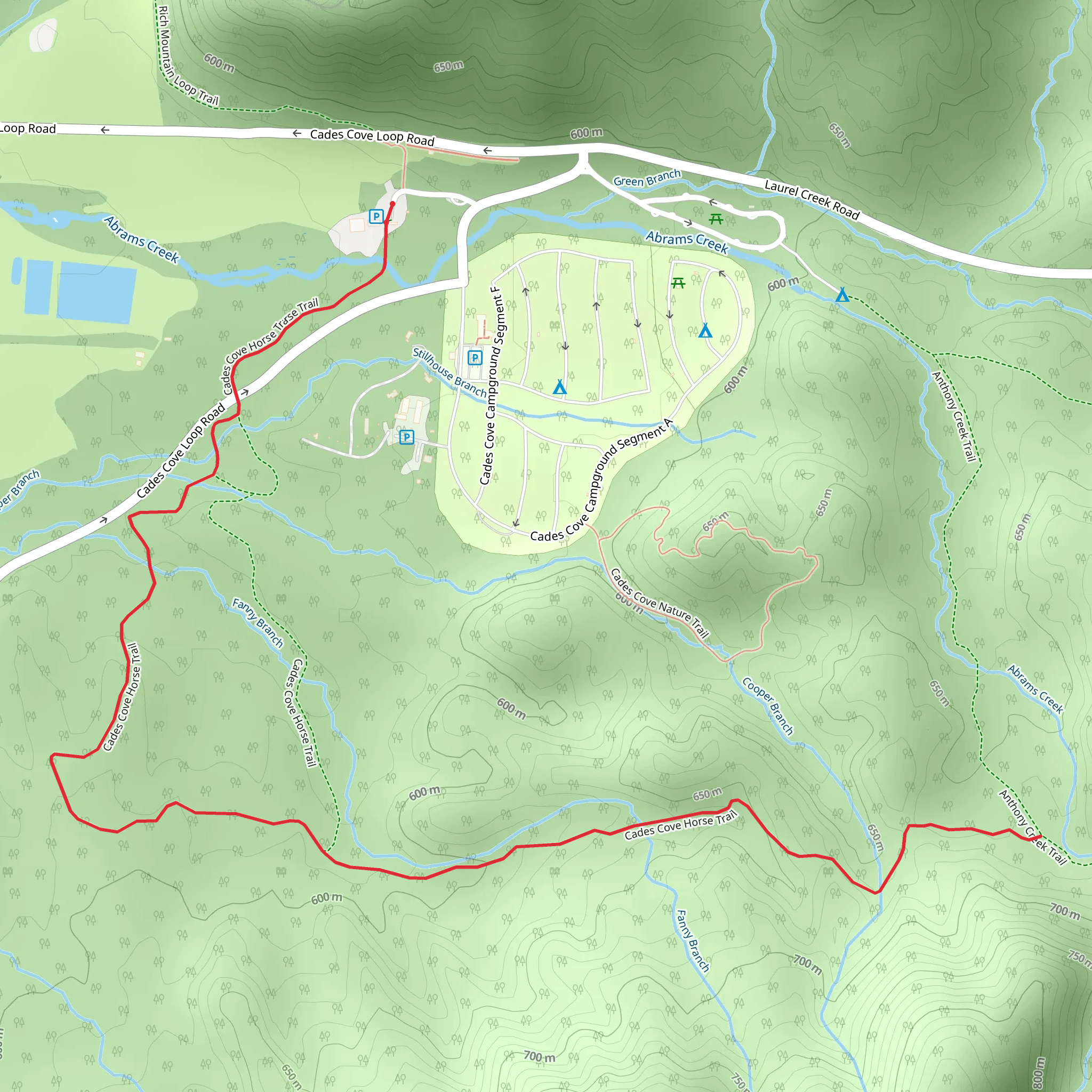 Anthony Creek Trail mobile static map