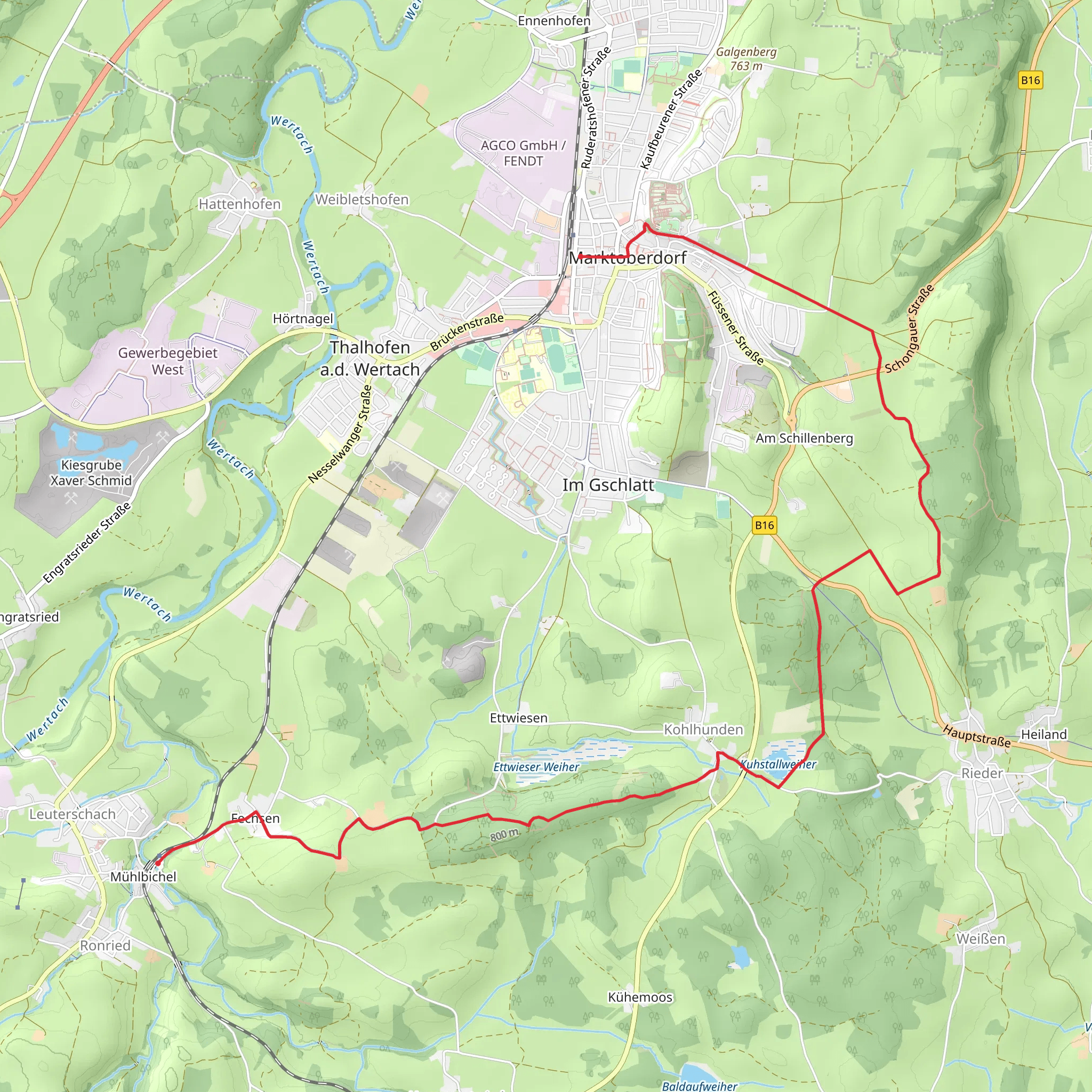 Leuterschach to Marktoberdorf via Zum Kindle mobile static map