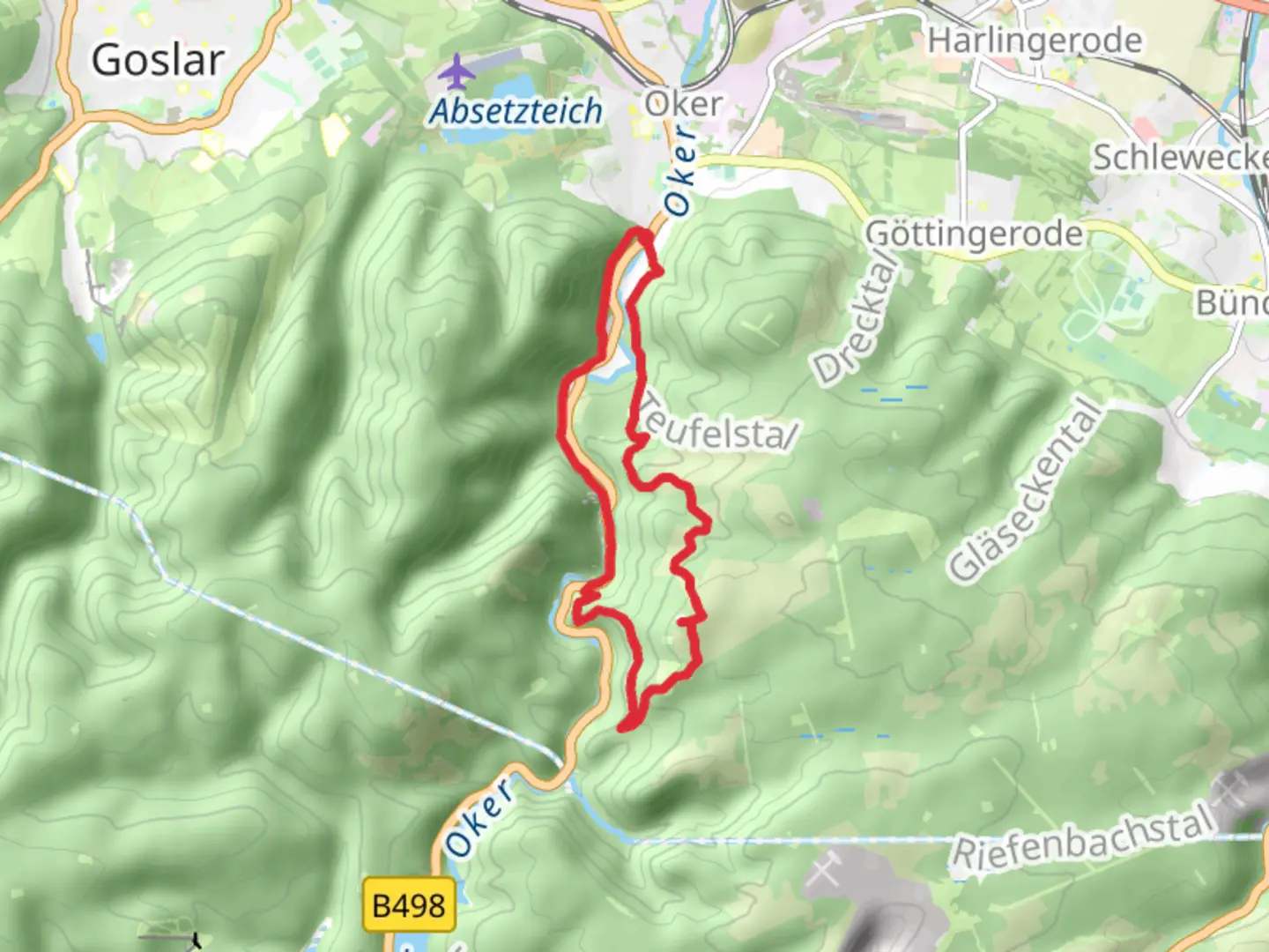An image depicting the trail Huthberg via Harzklub Weg and its surrounding area.