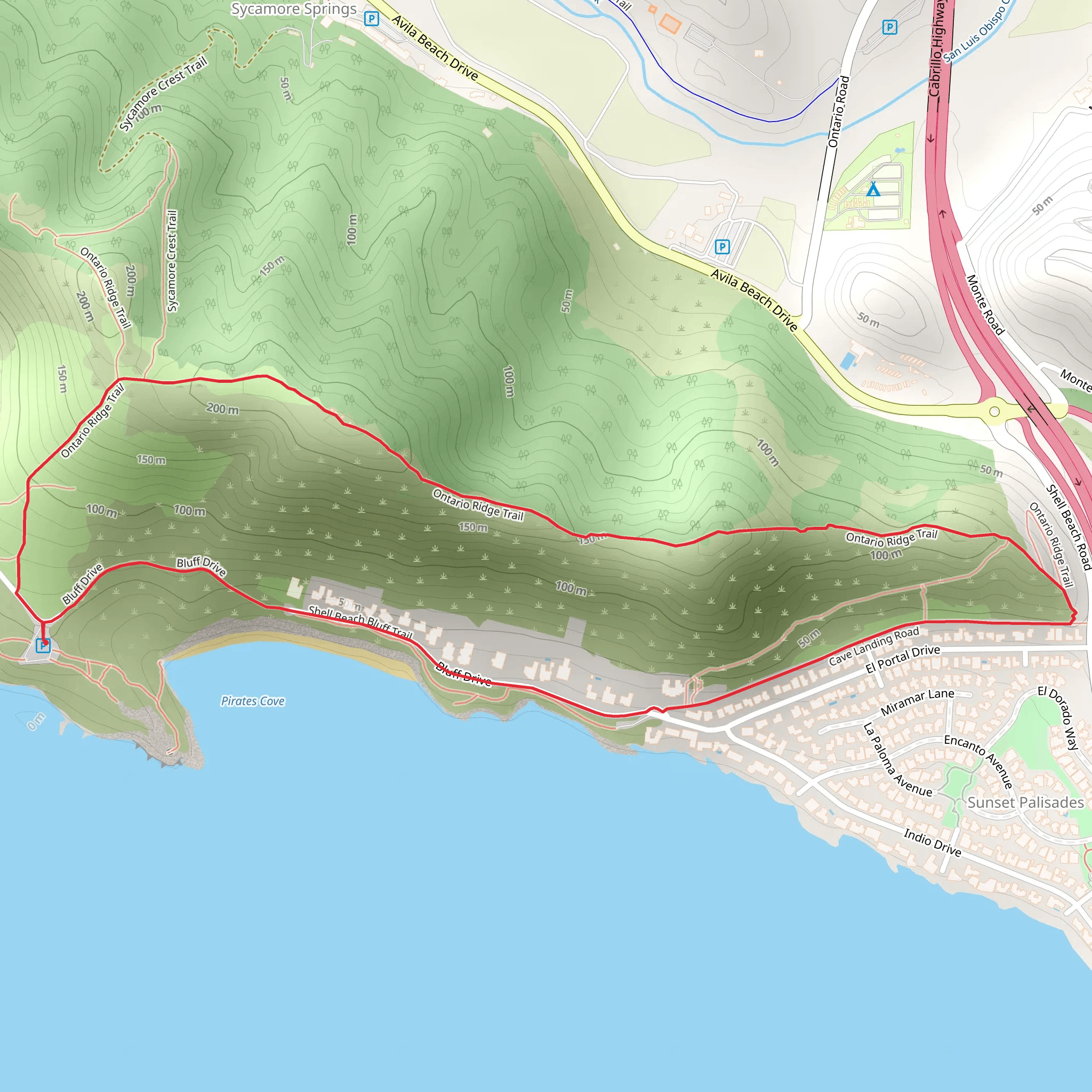 Ontario Ridge and Bluff Drive Loop mobile static map