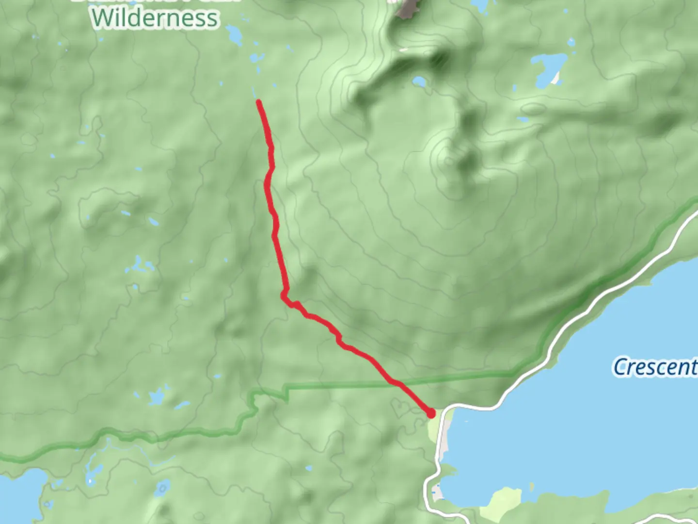 An image depicting the trail Whitefish Creek Trail Out and Back and its surrounding area.