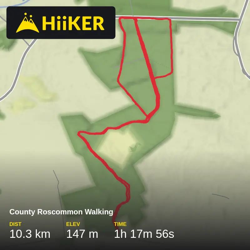 A map preview of the recording County Roscommon Walking.