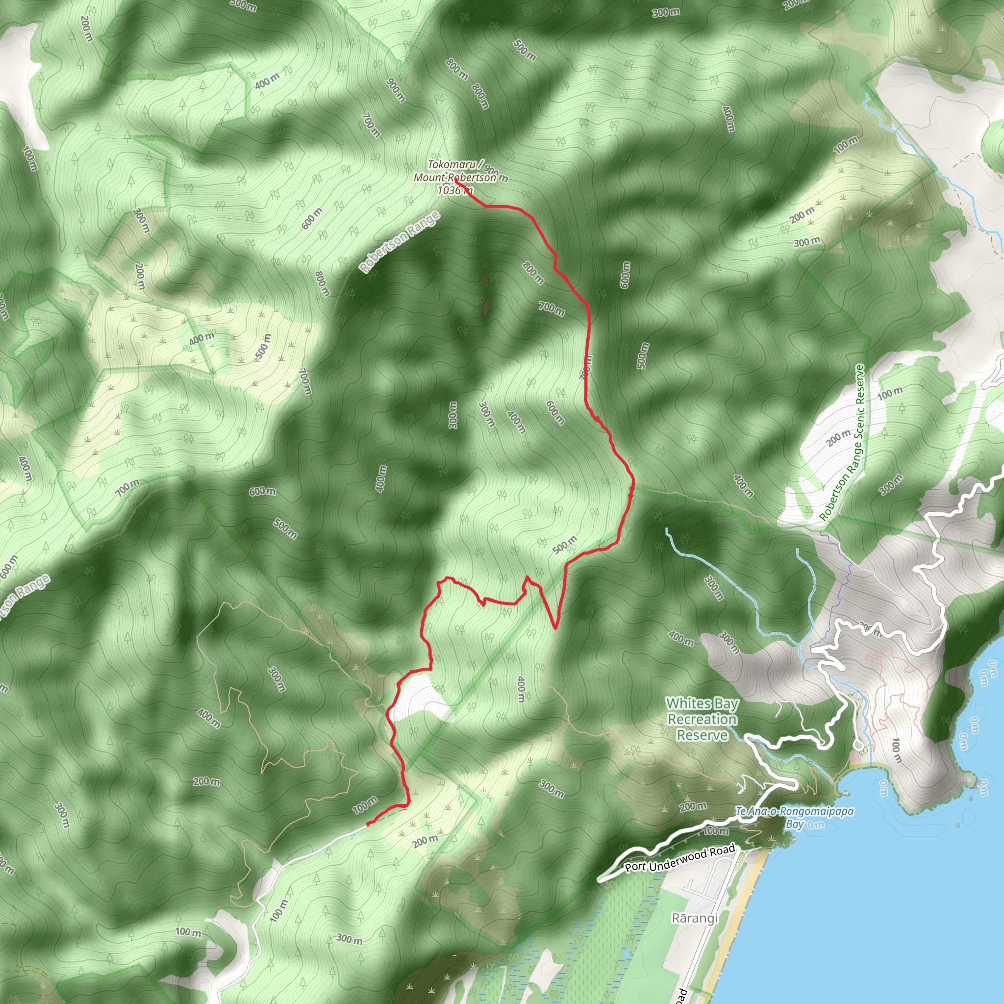 Whites Bay Track - Pukaka Valley and Mt Robertson mobile static map