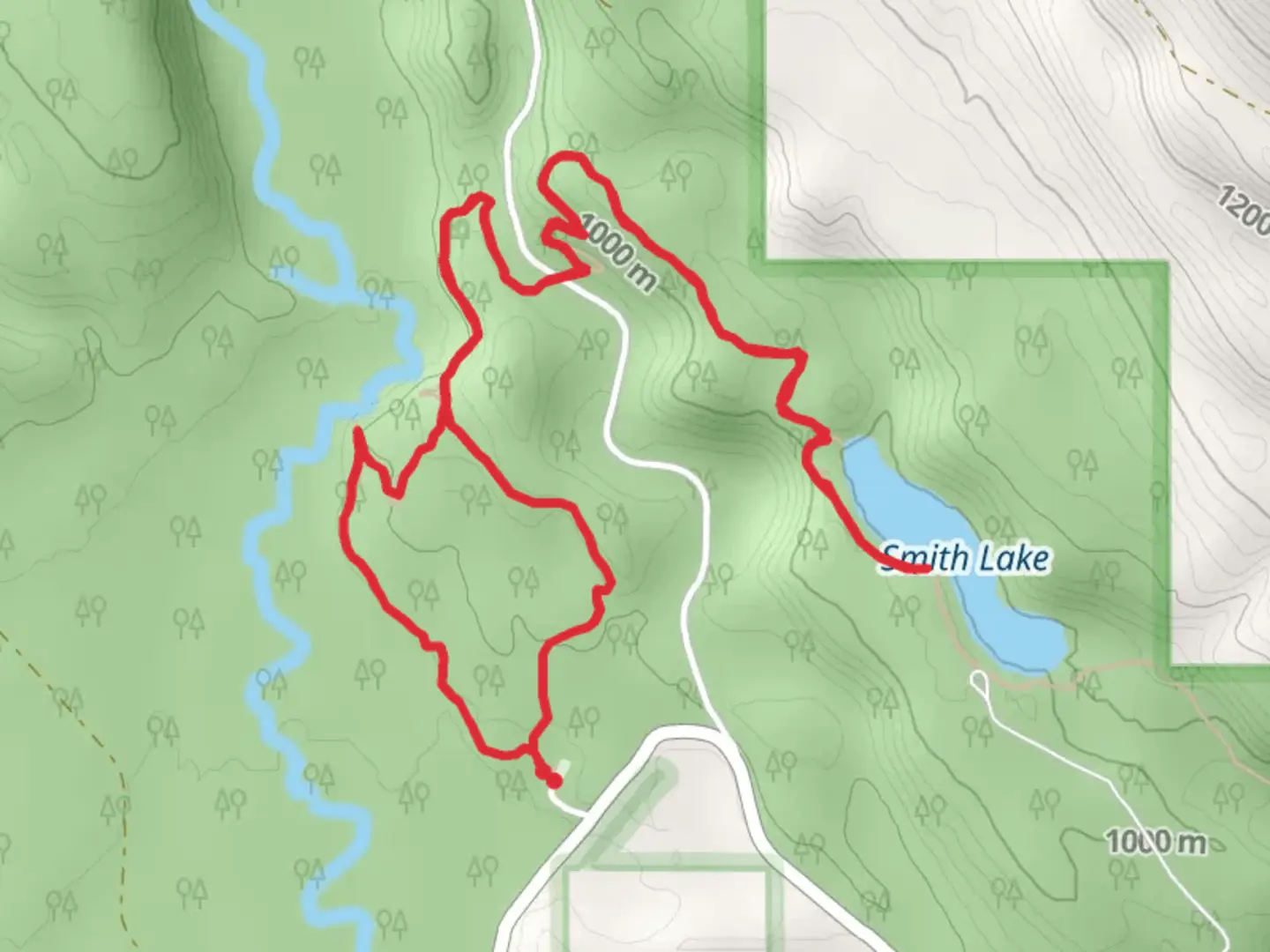 An image depicting the trail Smith Lake and Whitefish Trail - Swift Creek Loop and its surrounding area.