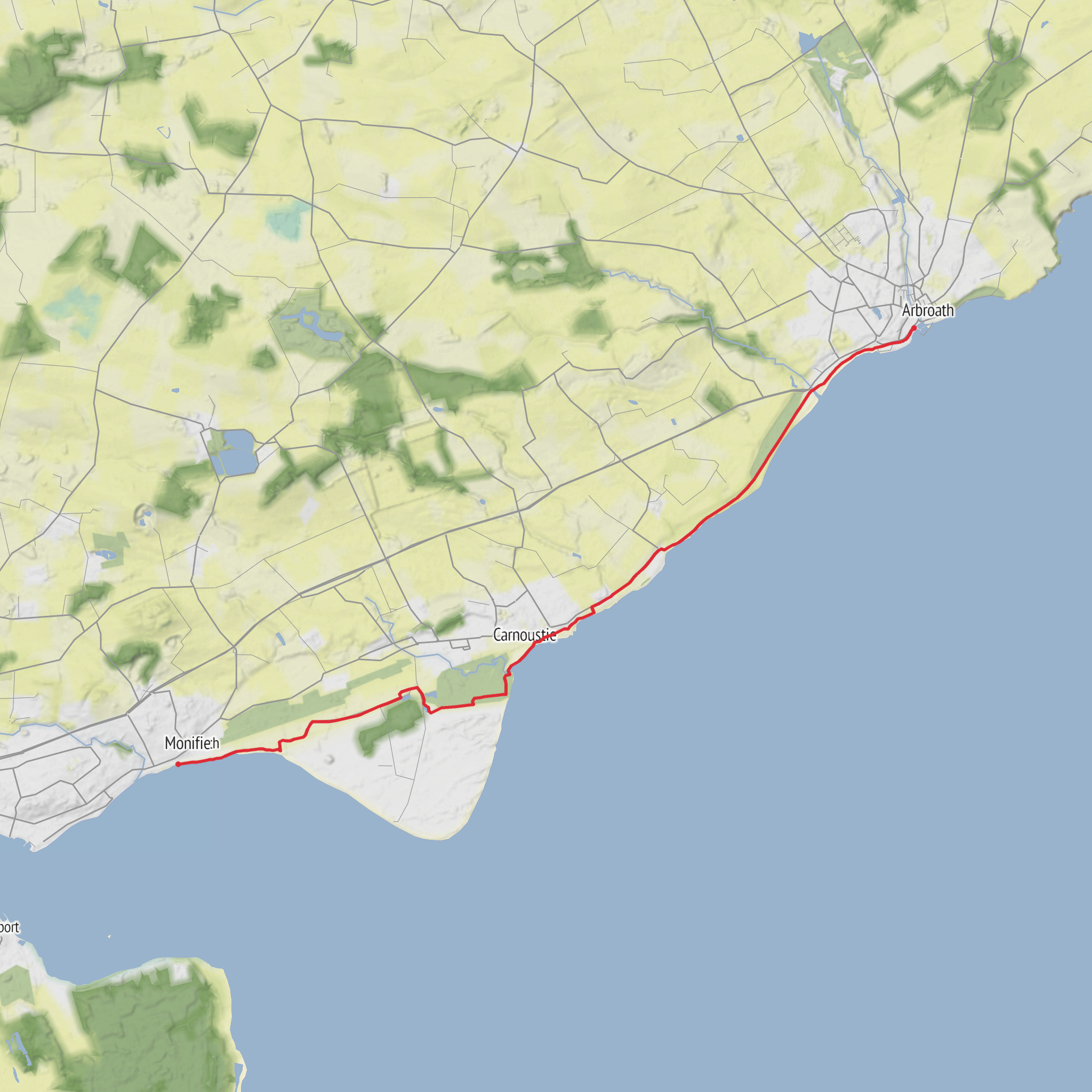 Monifieth to Arbroath mobile static map