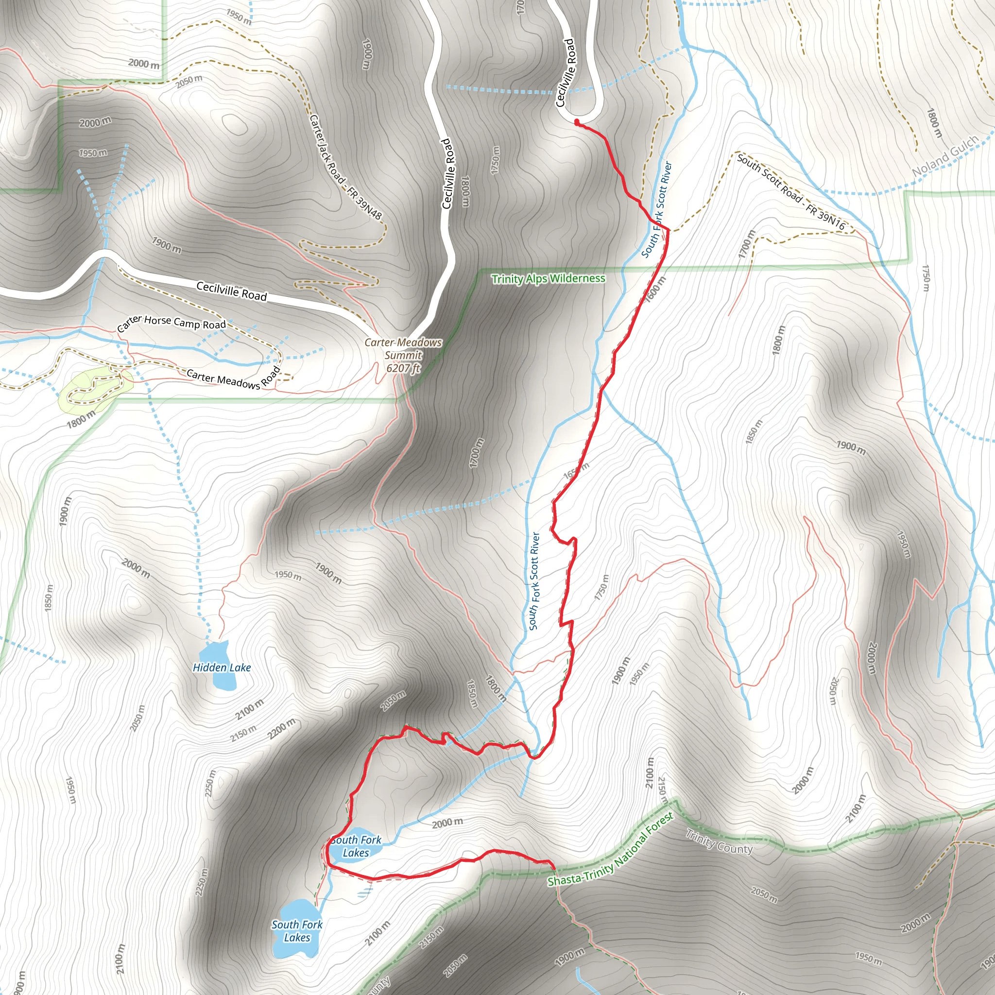 South Fork Lakes Trail mobile static map