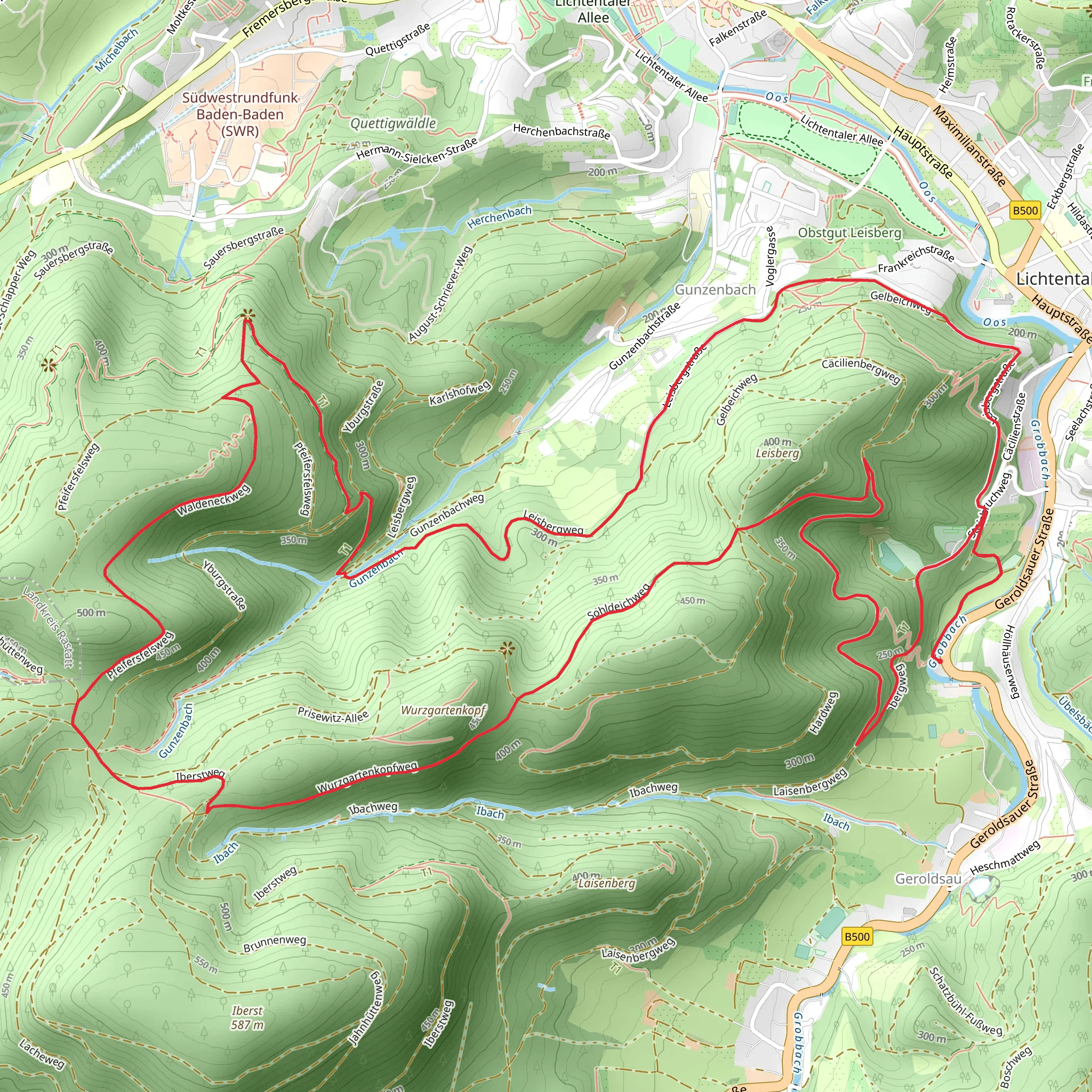 Obstgut Leisberg and Leisbergstaffeln - Steinbruchweg mobile static map
