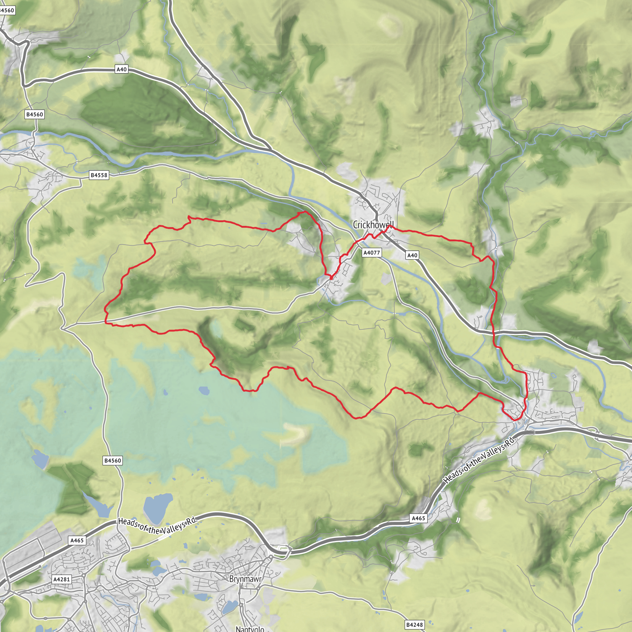 Llangattock Escarpment, Glangrwyney, Crickhowell (17 miles) mobile static map