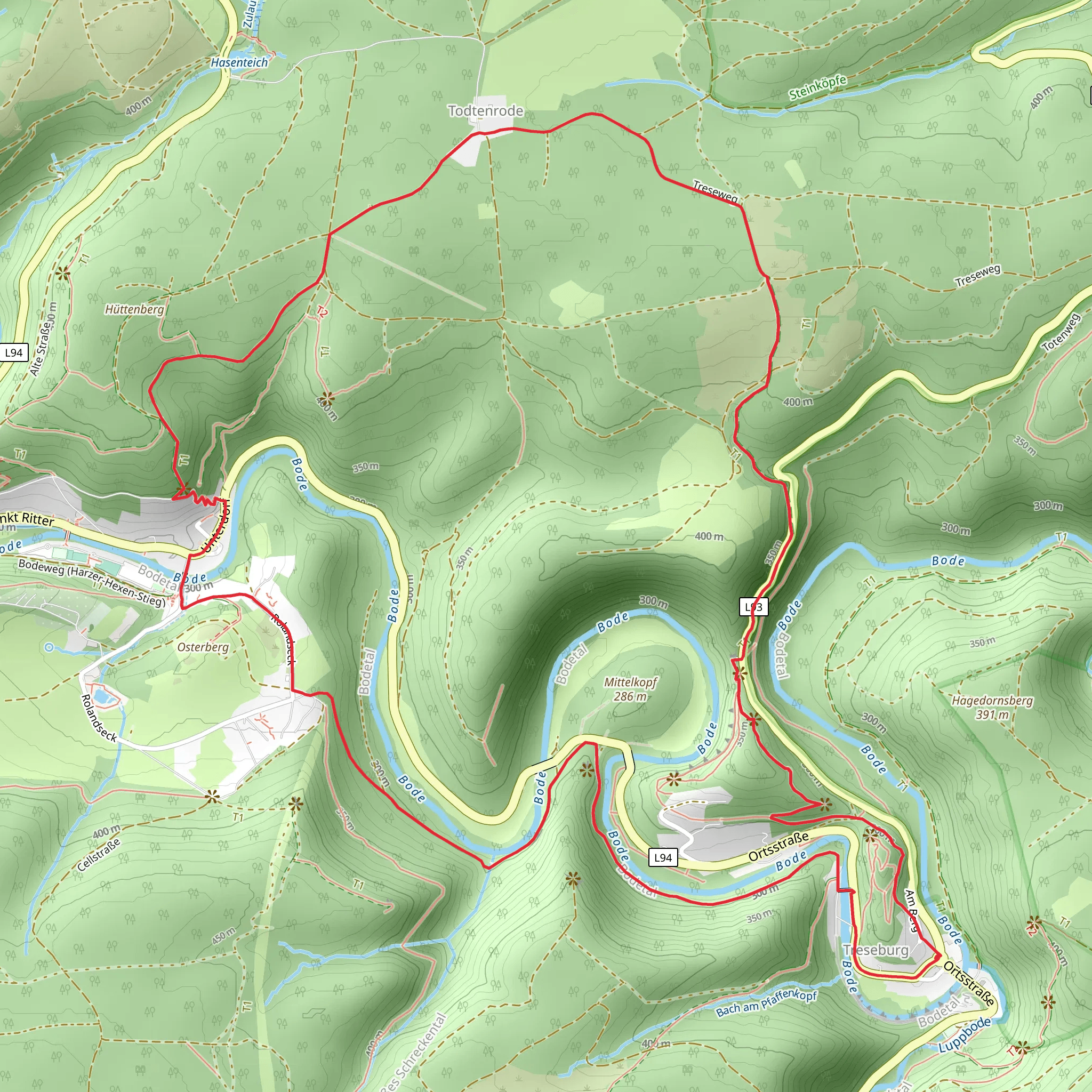 Treseburg Loop mobile static map