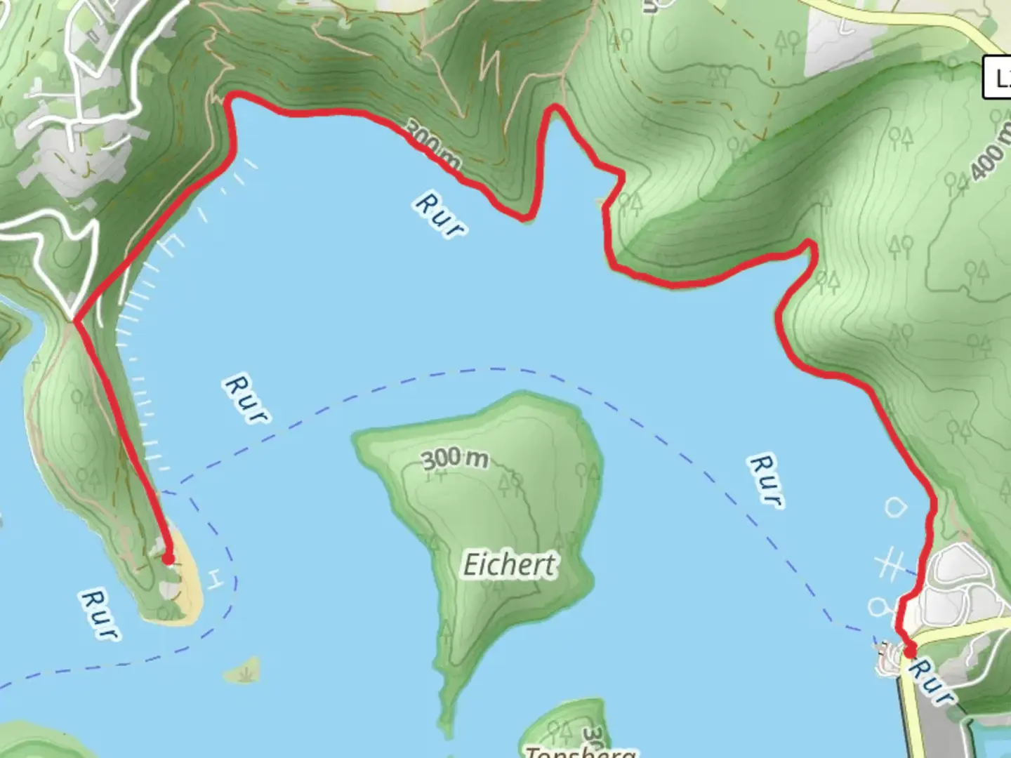 An image depicting the trail Hohenbach via Kroenungsweg and its surrounding area.