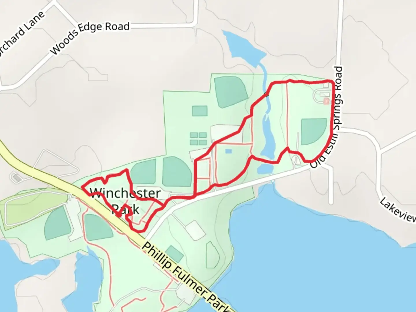 An image depicting the trail Winchester Park Loop and its surrounding area.