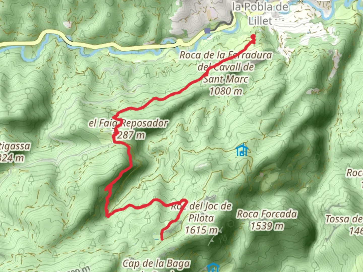 An image depicting the trail Path of the Pobla de Lillet PR C 11 and its surrounding area.